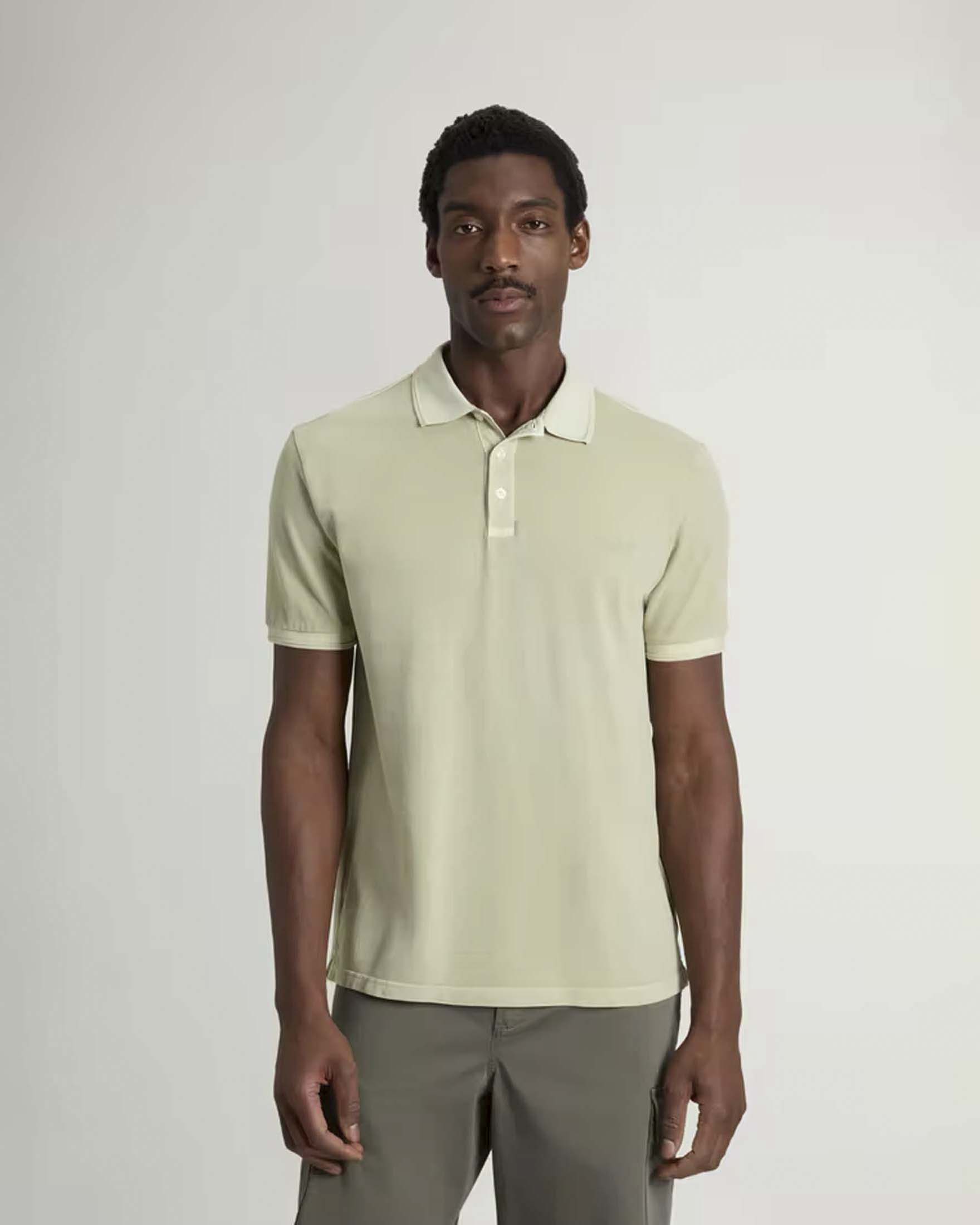 Polo Mackinack verde pistacchio in piquè di cotone stretch tinta in capo