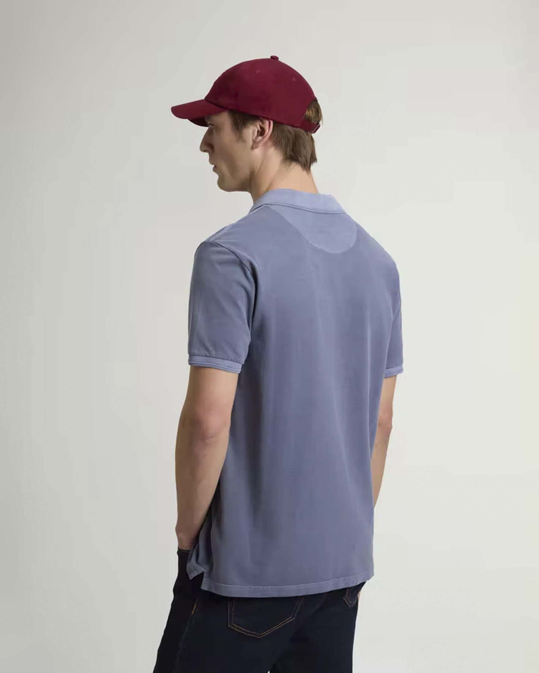 Polo Mackinack Woolrich blu indaco in piquè di cotone stretch tinta in capo image