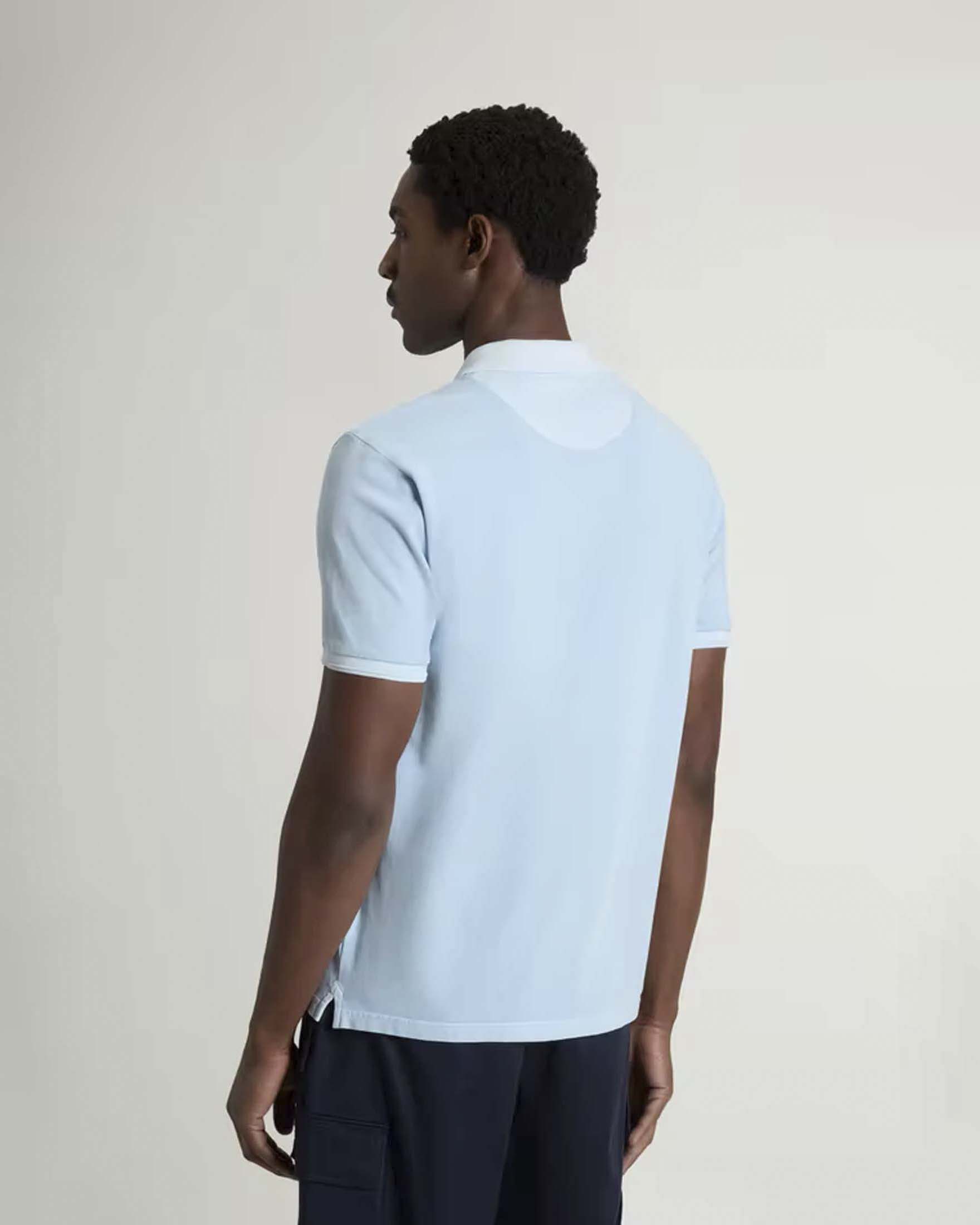 Polo Mackinack Woolrich azzurra in piquè di cotone stretch tinta in capo image