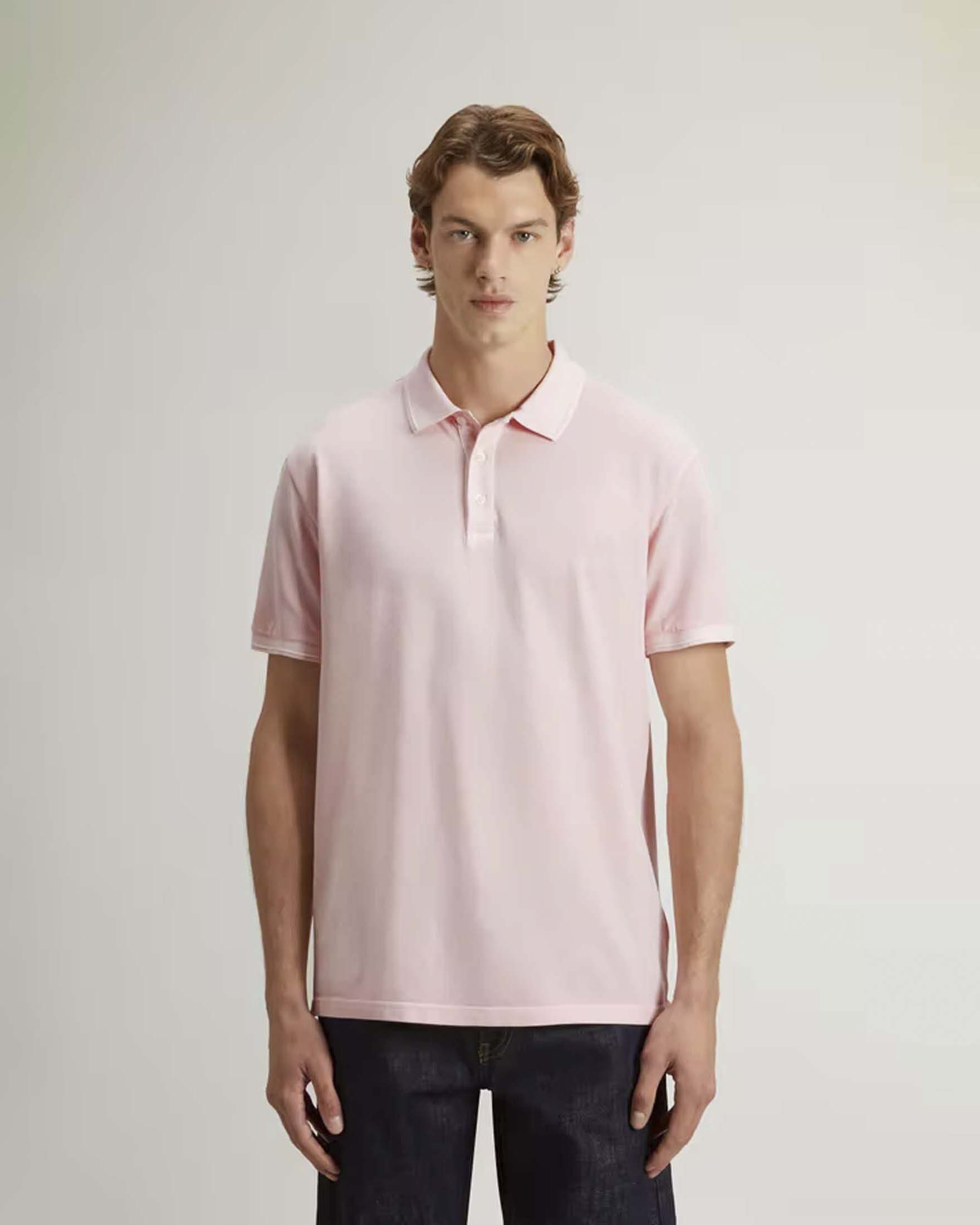 Polo Mackinack rosa in piquè di cotone stretch tinta in capo