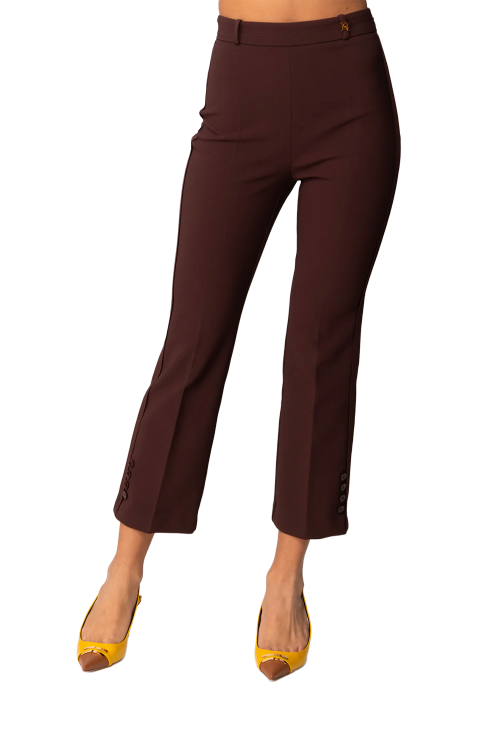 Pantaloni in Doppio Crêpe Stretch con Logo Charm