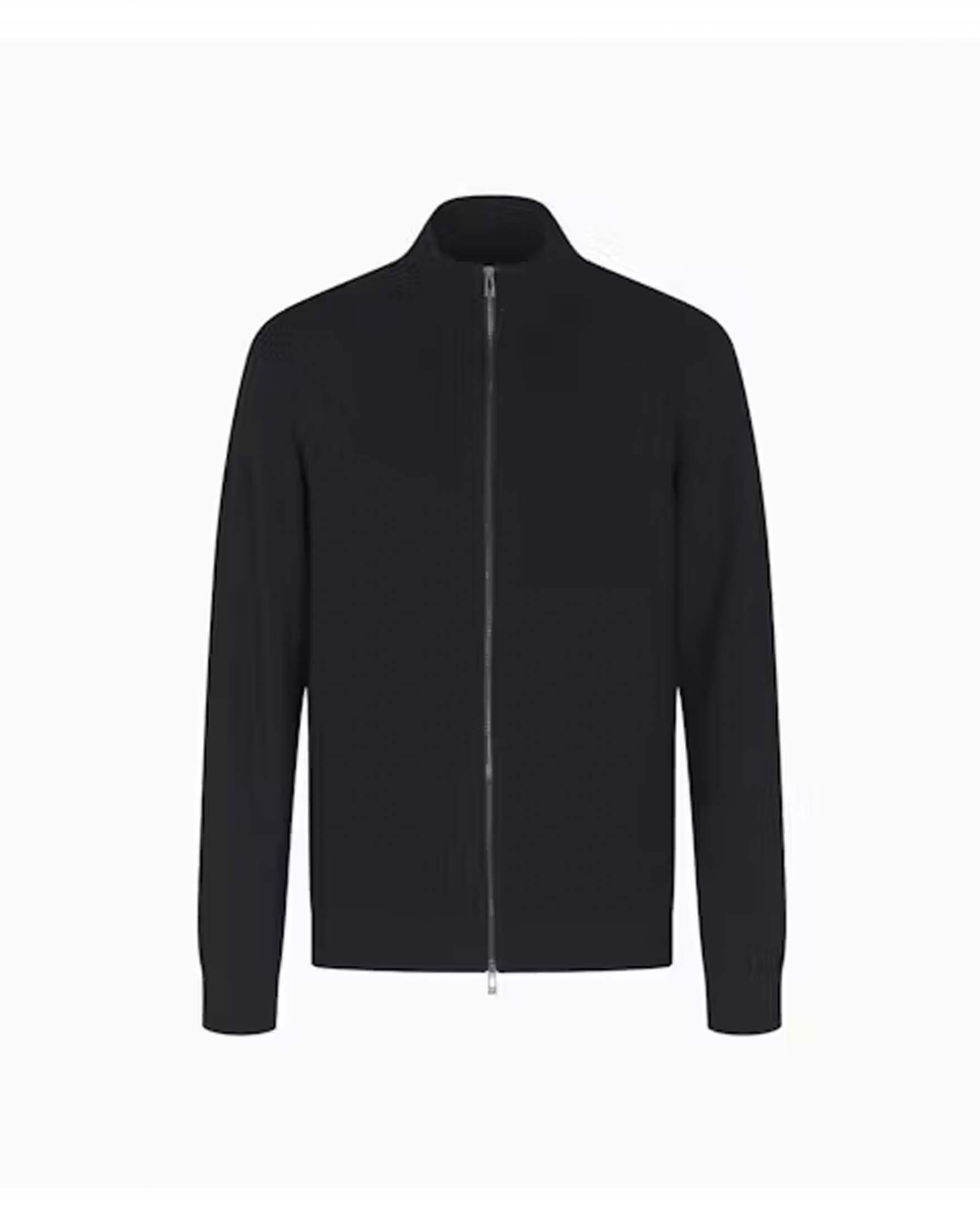 Maglia blu Armani Exchange in misto viscosa con apertura zip