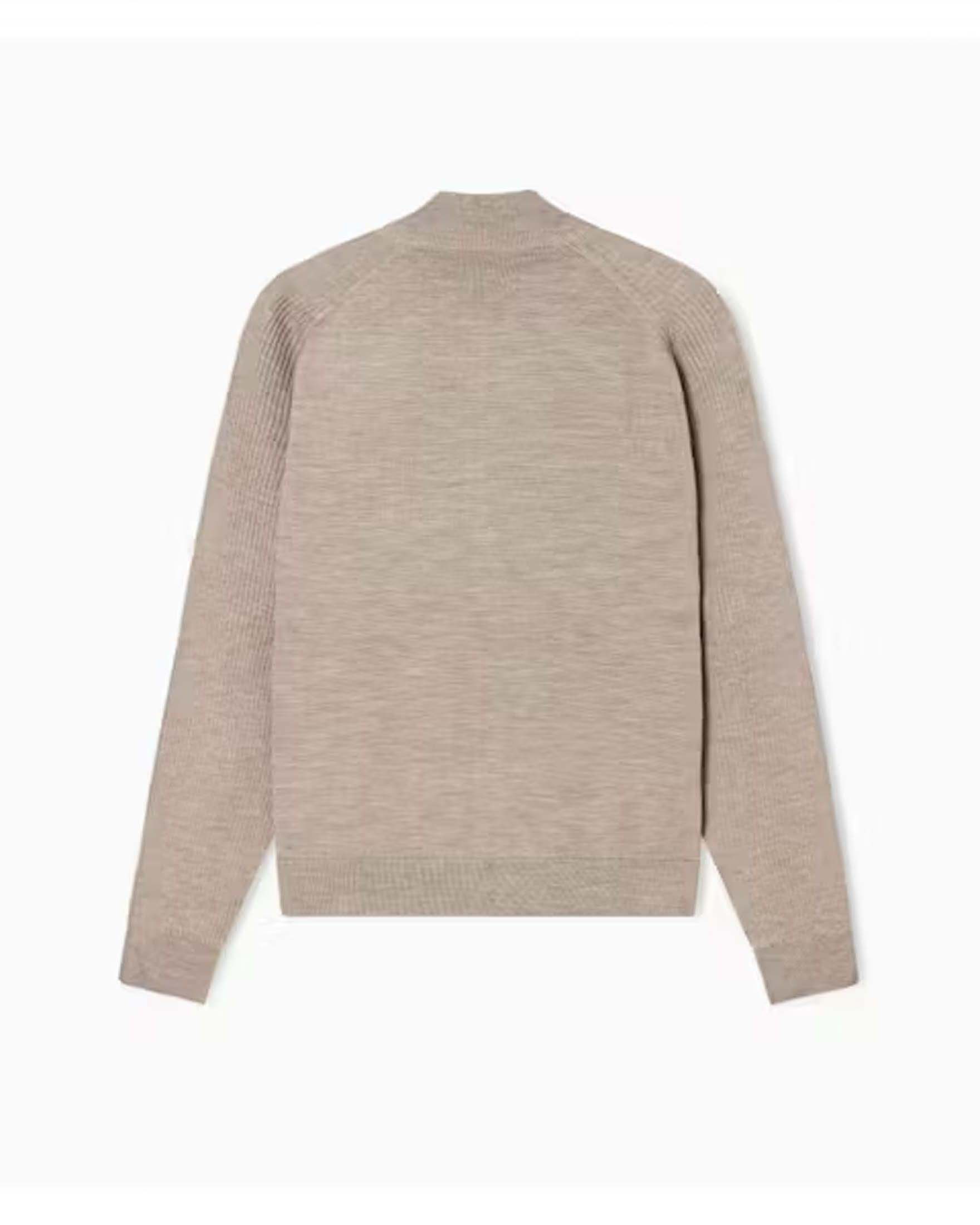 Maglia Armani Exchange beige in misto lana e cotone con apertura zip image