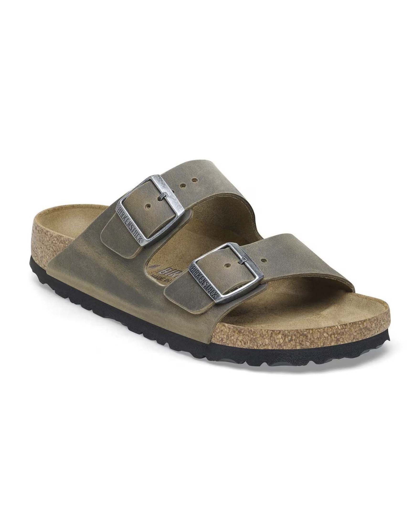 Sandalo Birkenstock Arizona color fango in pelle oleata invecchiata image