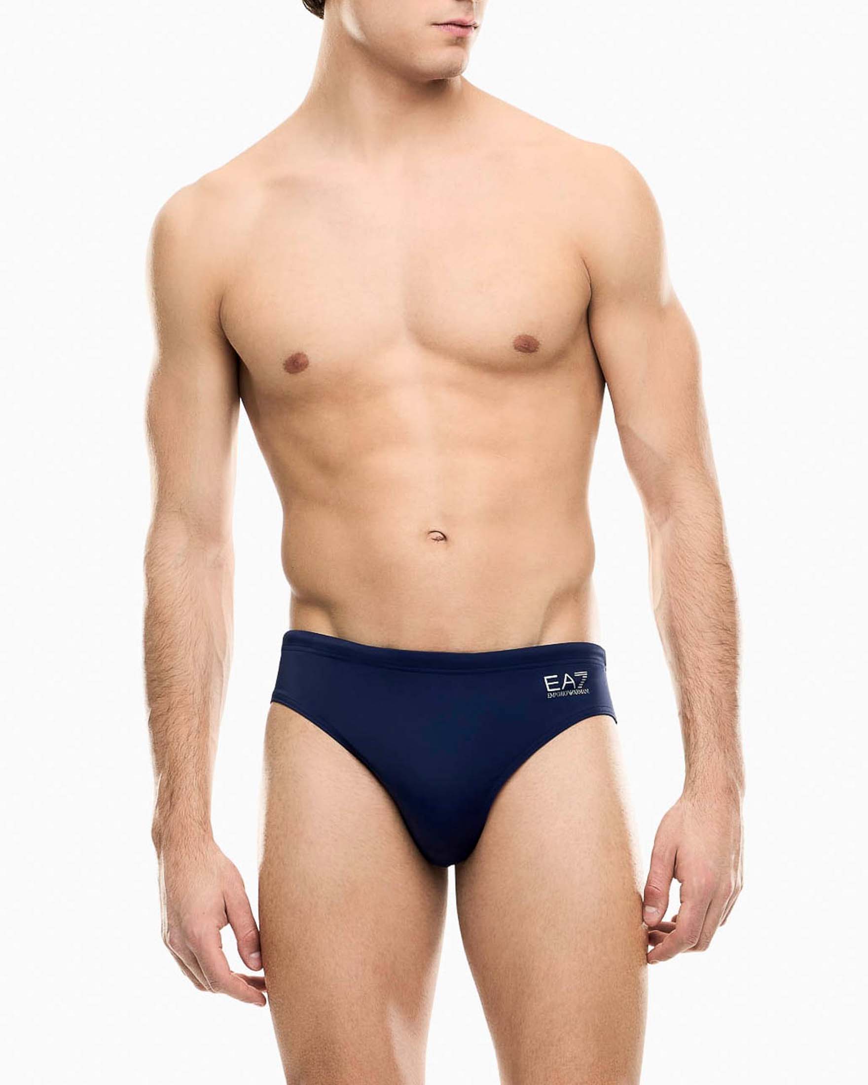 Costume slip EA7 blu in tessuto stretch