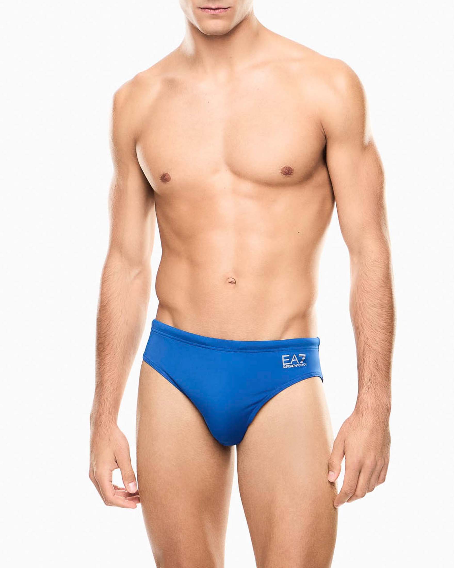 Costume slip EA7 blu royal in tessuto stretch