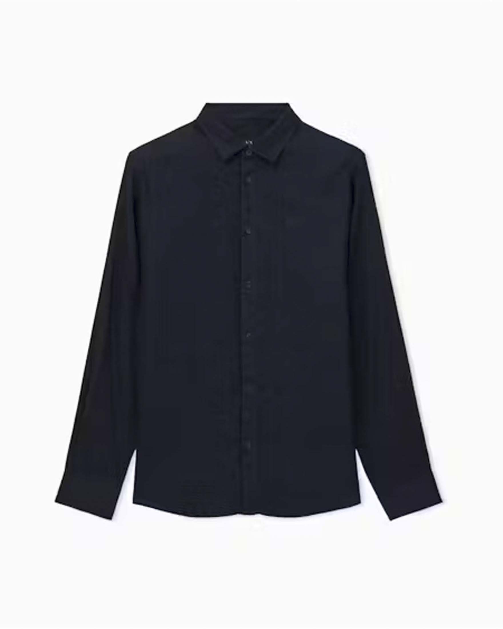 Camicia Armani Exchange blu in puro lino