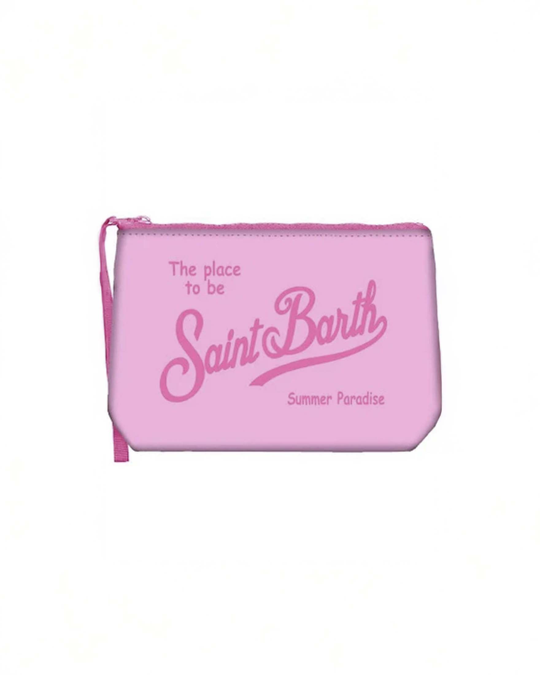 Pochette Aline rosa in neoprene con logo in contrasto