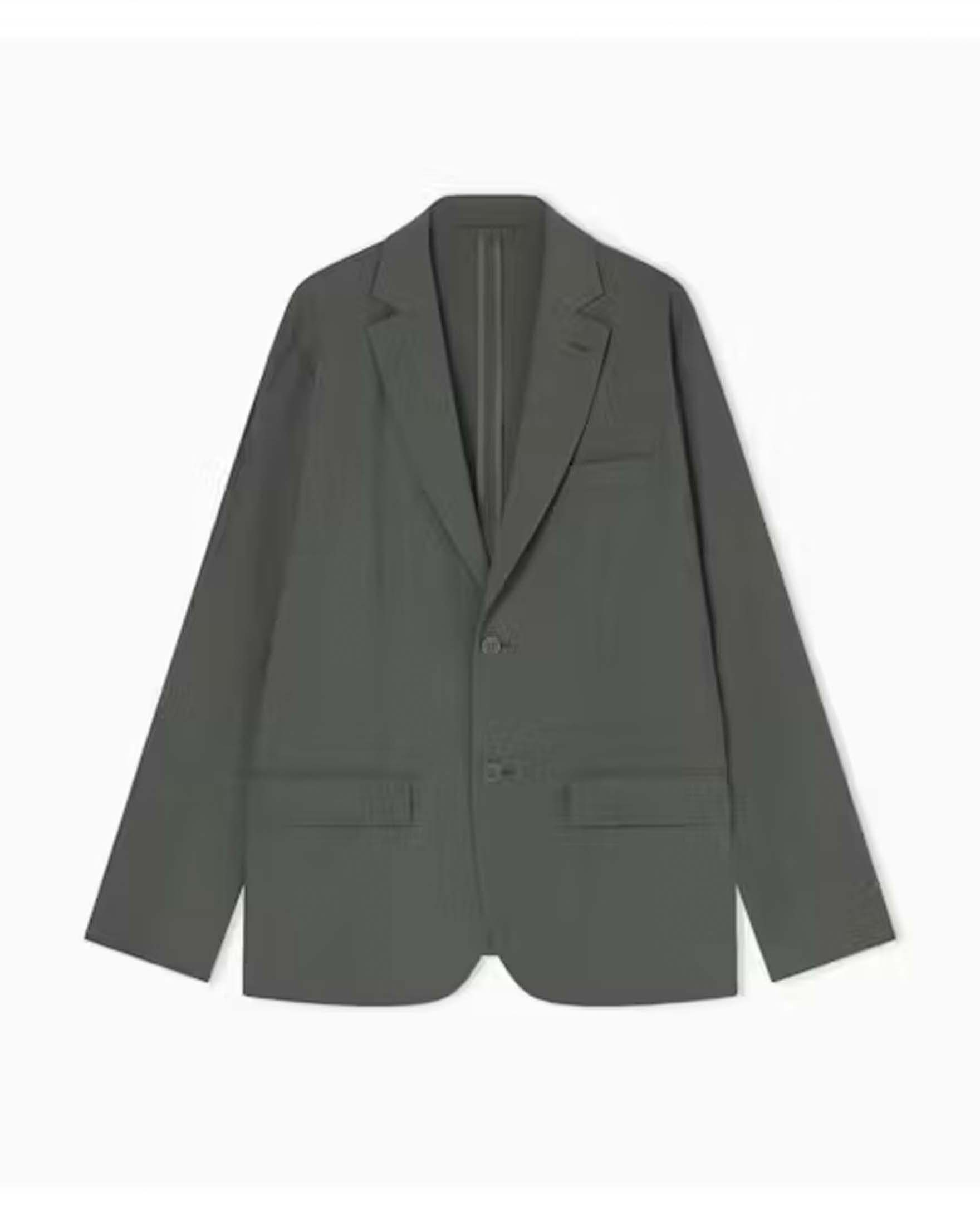 Blazer monopetto Armani Exchange verde militare in misto viscosa e lana stretch