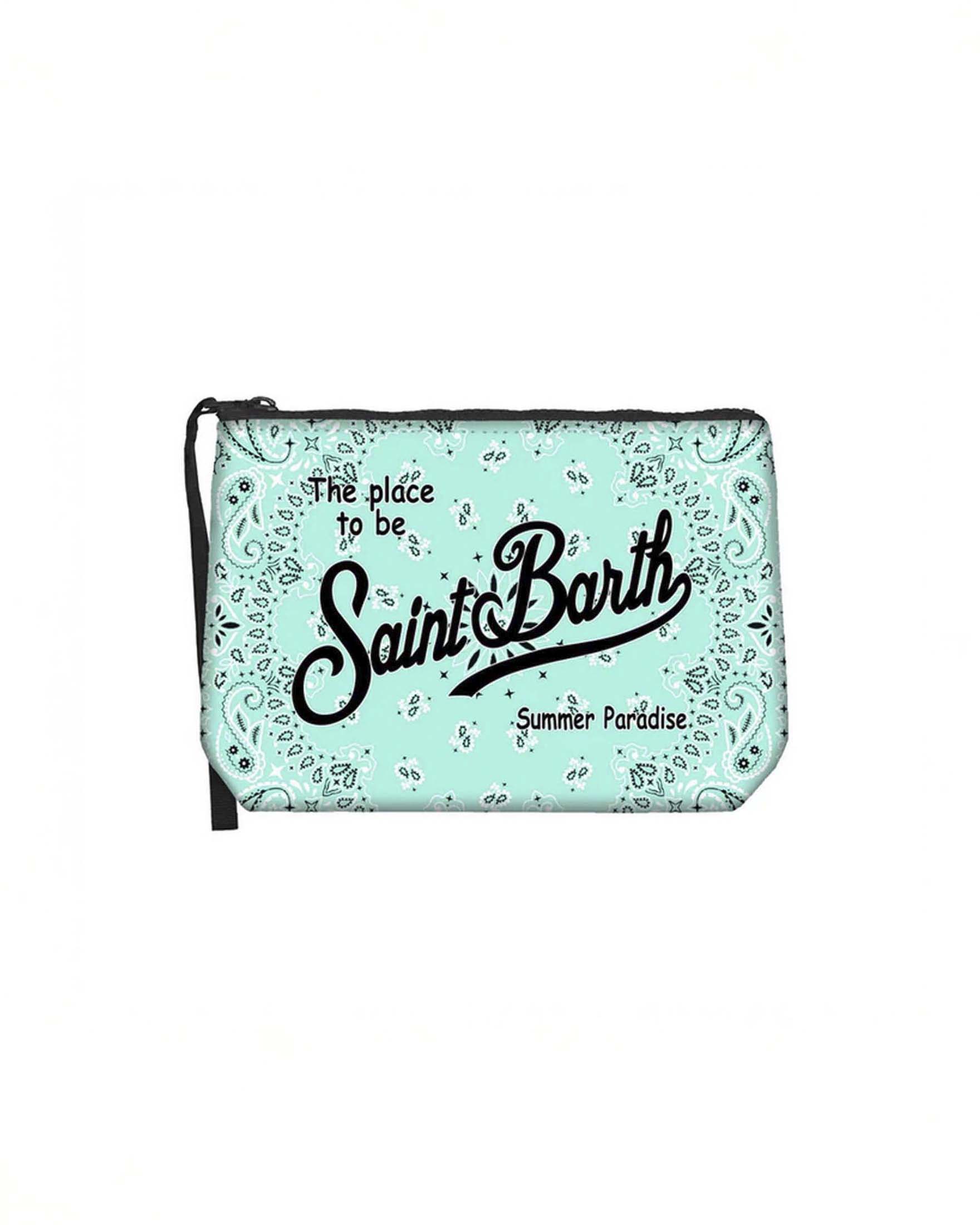 Pochette MC2 Saint Barth Aline verde acqua in neoprene con stampa grafica bandana