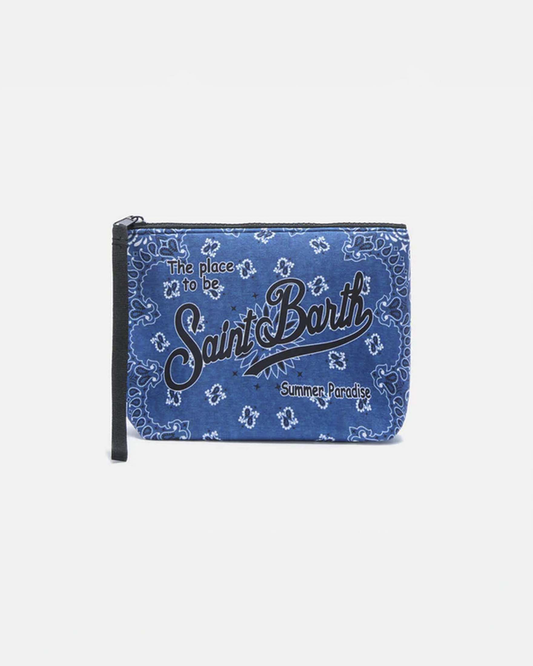 Pochette MC2 Saint Barth Aline denim in neoprene con stampa grafica bandana