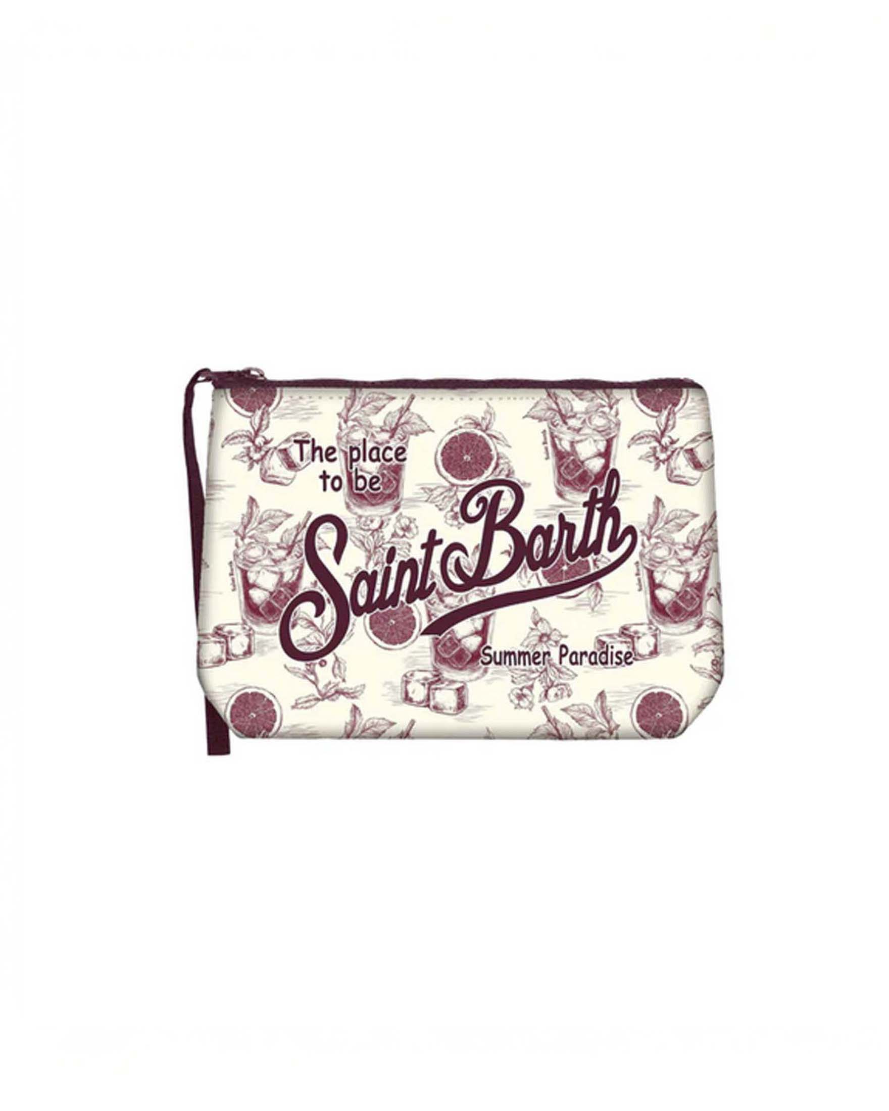 Pochette Aline panna in neoprene con fantasia Americano bordeaux