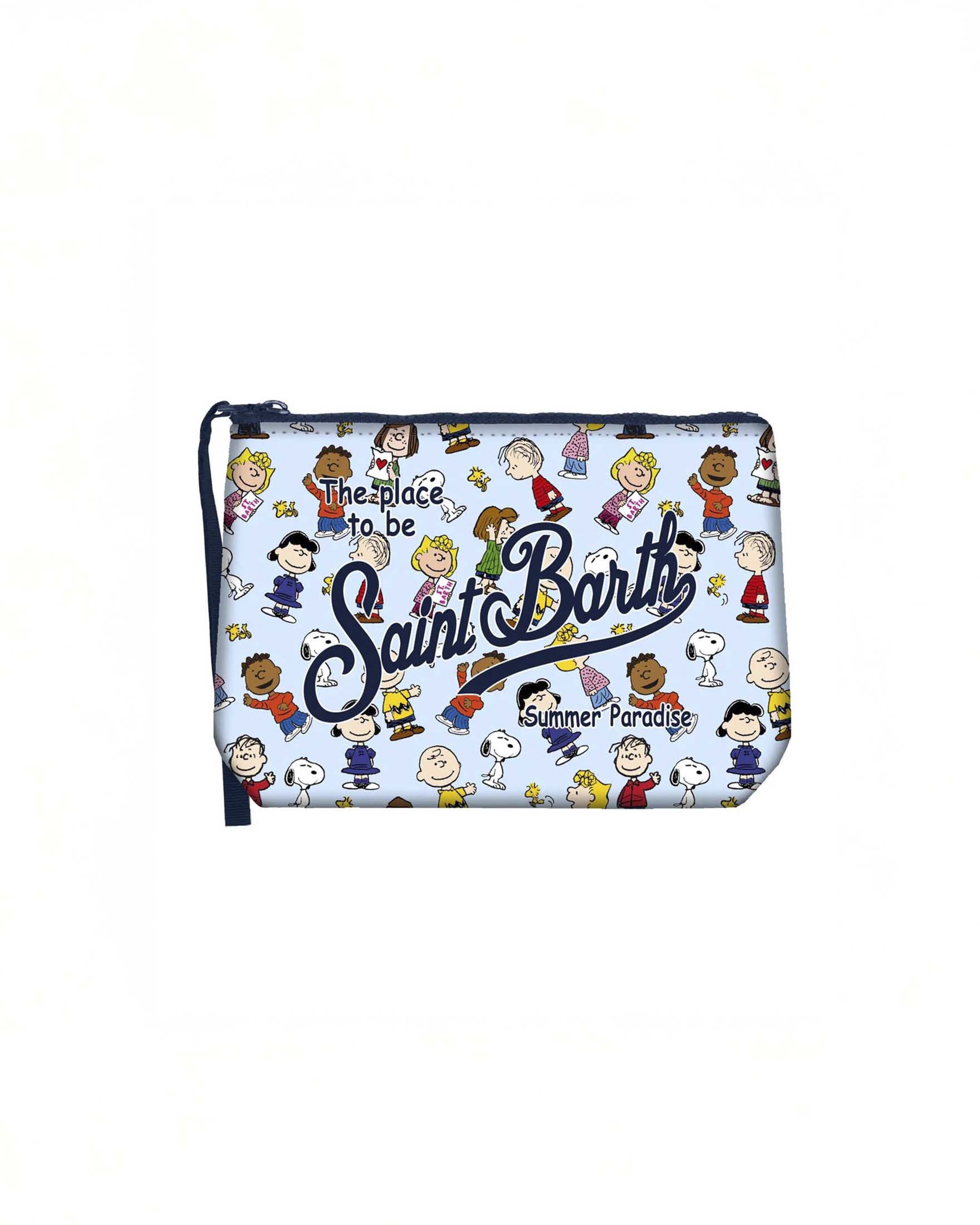 Pochette Aline azzurra in neoprene con stampa Peanuts