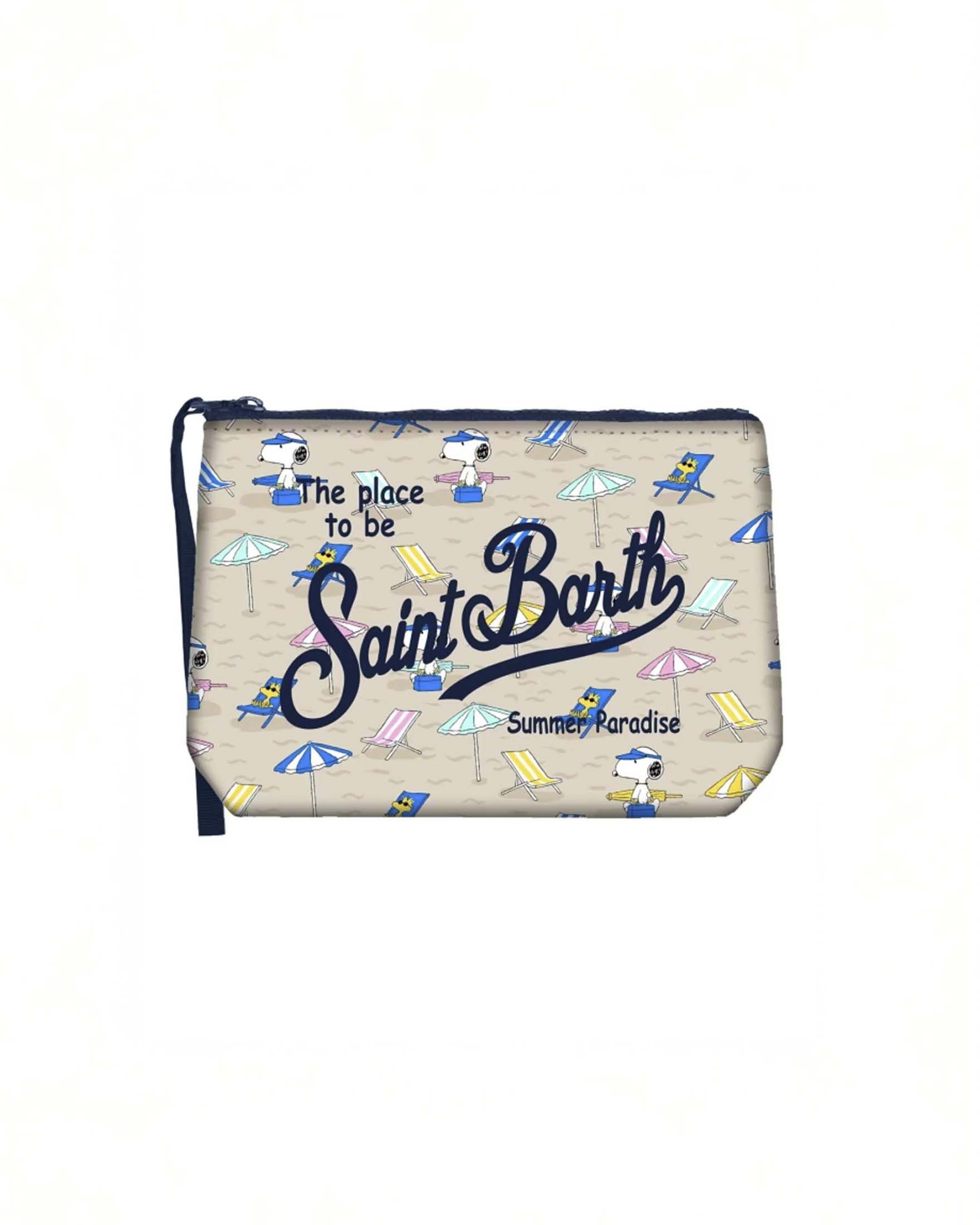 Pochette Aline sabbia in neoprene con stampa Snoopy in spiaggia