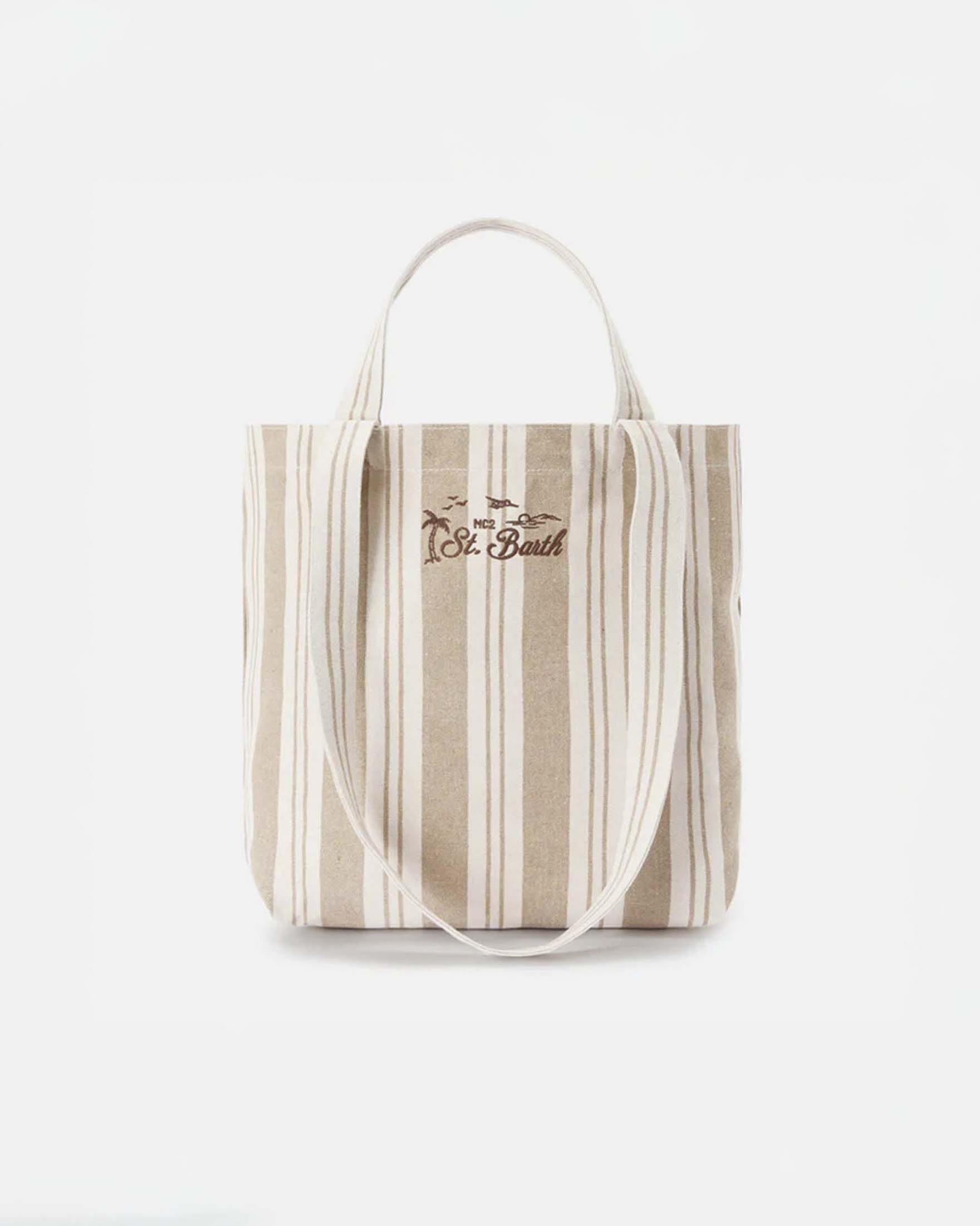 Shopping bag Essential Beach panna e beige in cotone