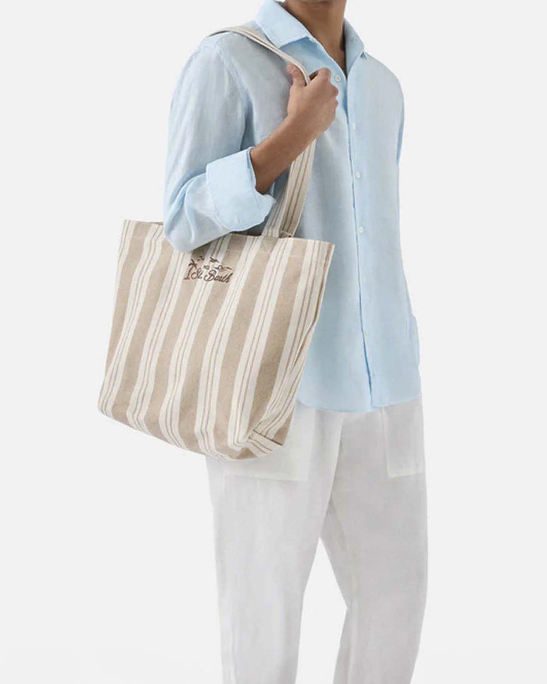 Shopping bag Essential Beach MC2 Saint Barth panna e beige in cotone image