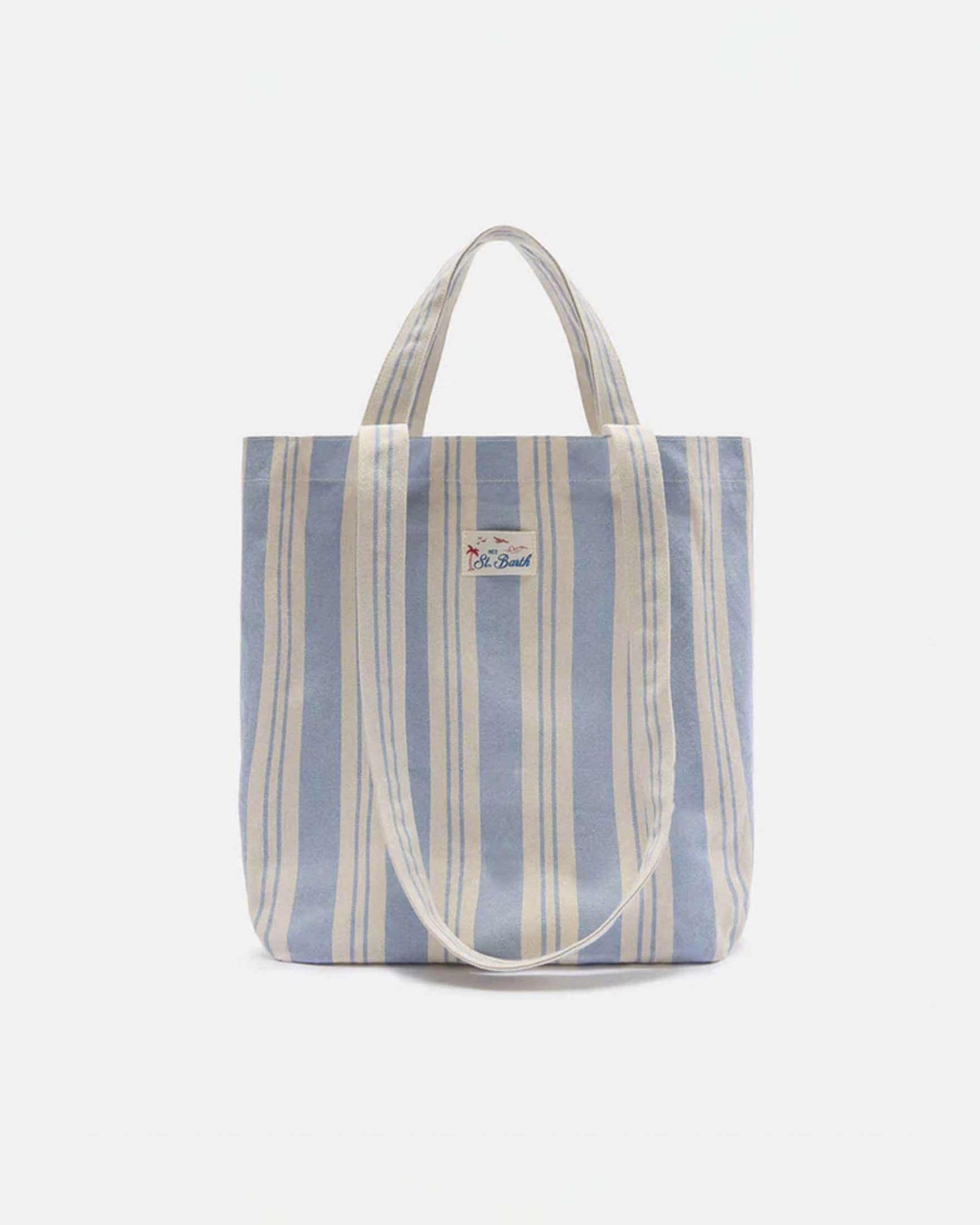 Shopping bag Essential Beach MC2 Saint Barth panna e azzurra in cotone image