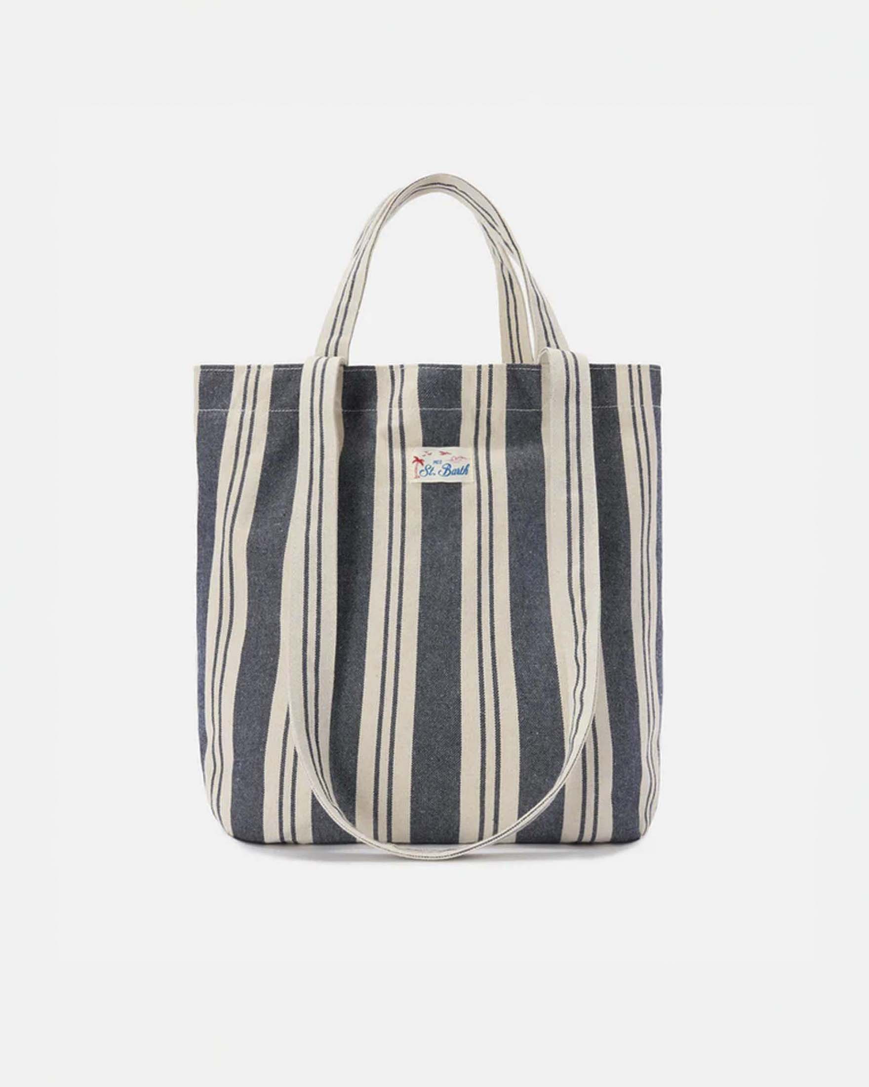 Shopping bag Essential Beach MC2 Saint Barth panna e blu in cotone image