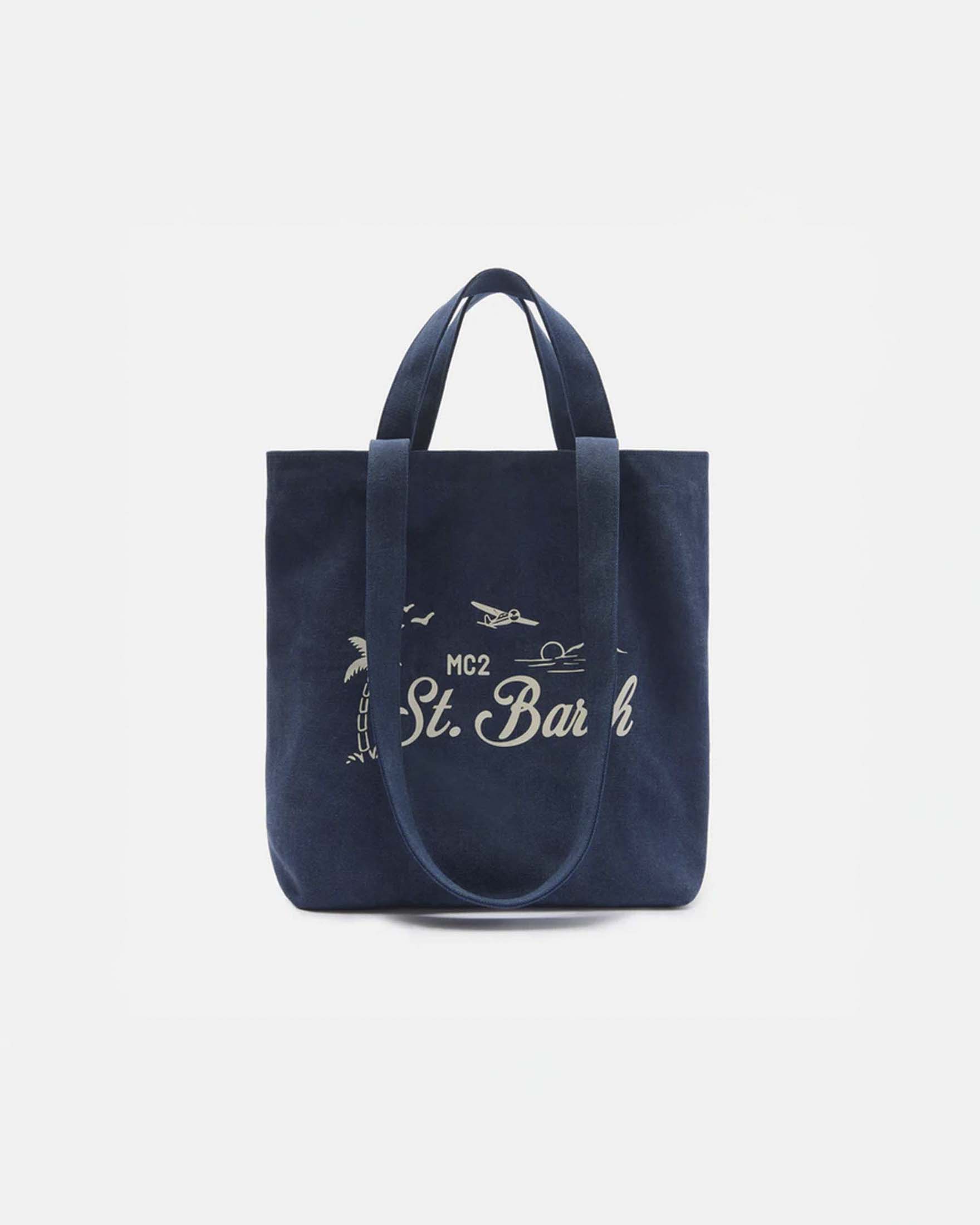 Shopping bag Tote Essential Beach MC2 Saint Barth blu in cotone