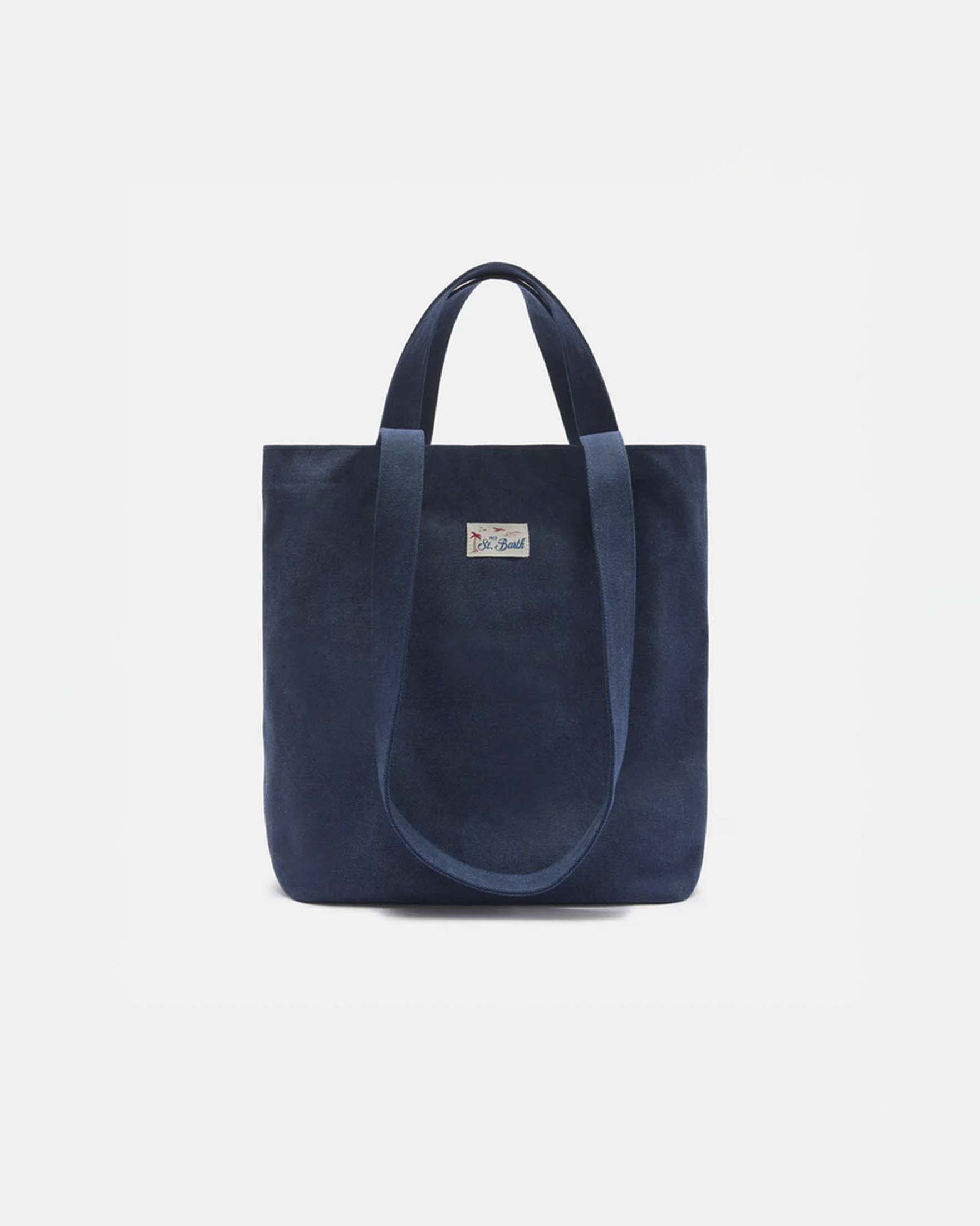 Shopping bag Tote Essential Beach MC2 Saint Barth blu in cotone image