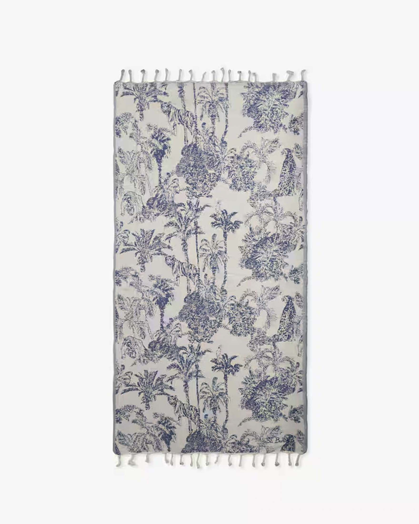 Telo mare MC2 Saint Barth panna in cotone a fantasia jungle oceania blu