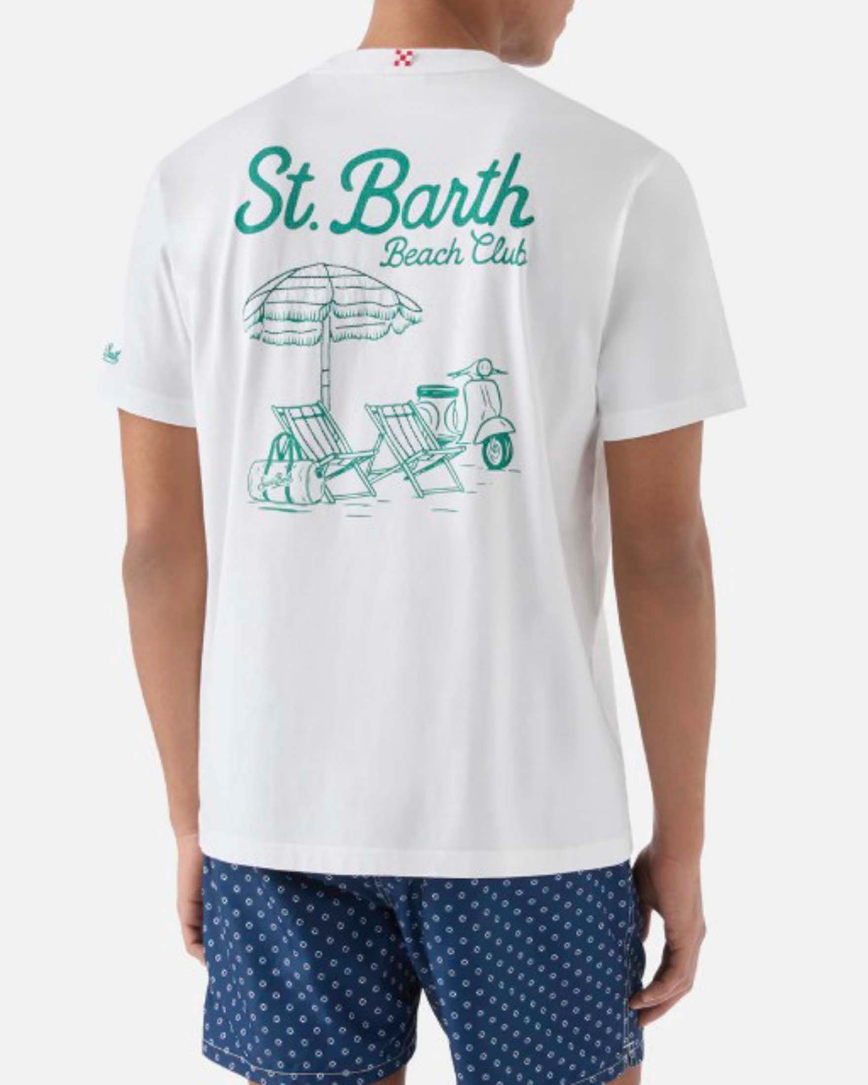 T-shirt MC2 Saint Barth bianca con stampa St. Barth Beach Club fronte e retro image