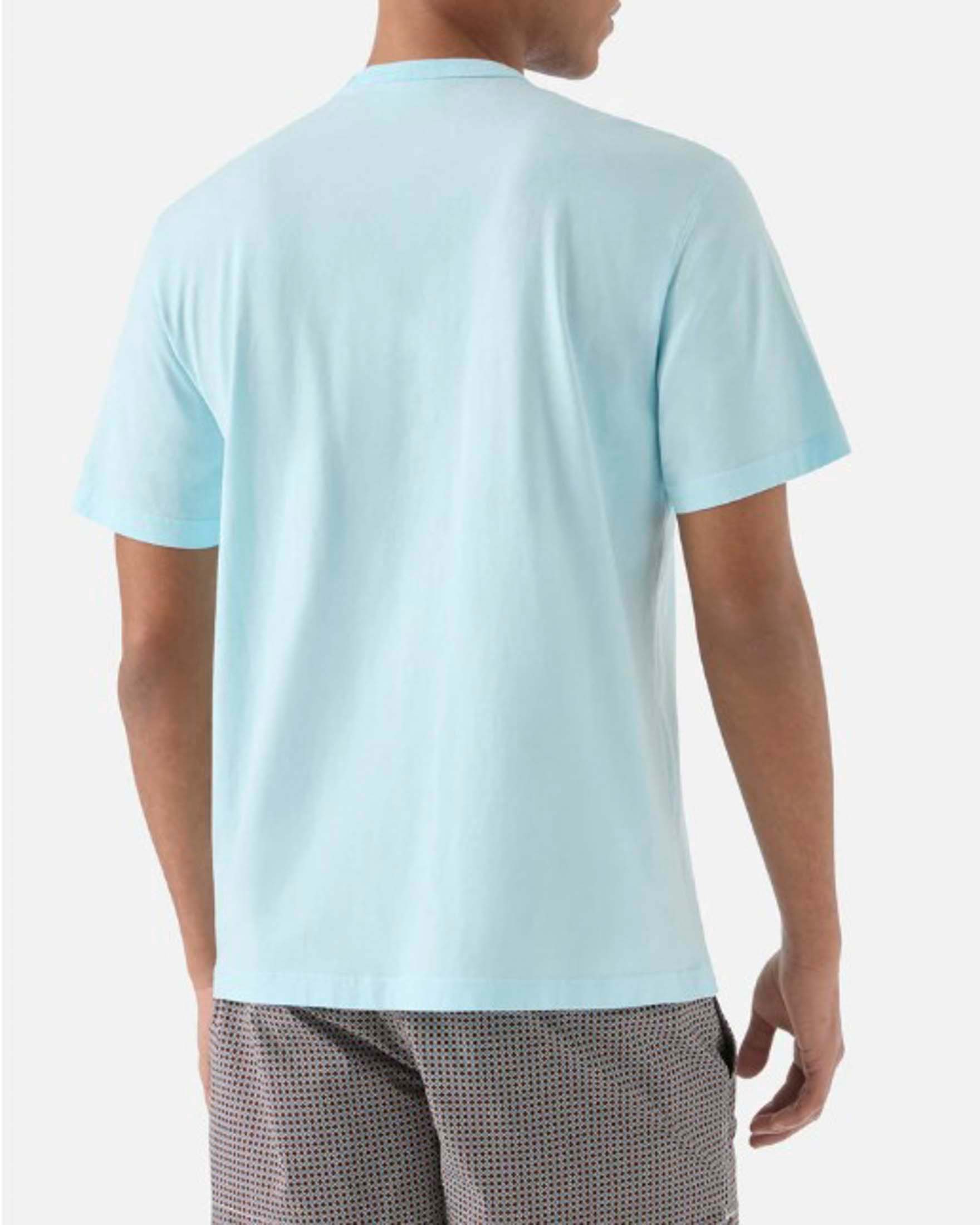 T-shirt MC2 Saint Barth color acqua mezza manica con logo scritta ricamato sulla manica image