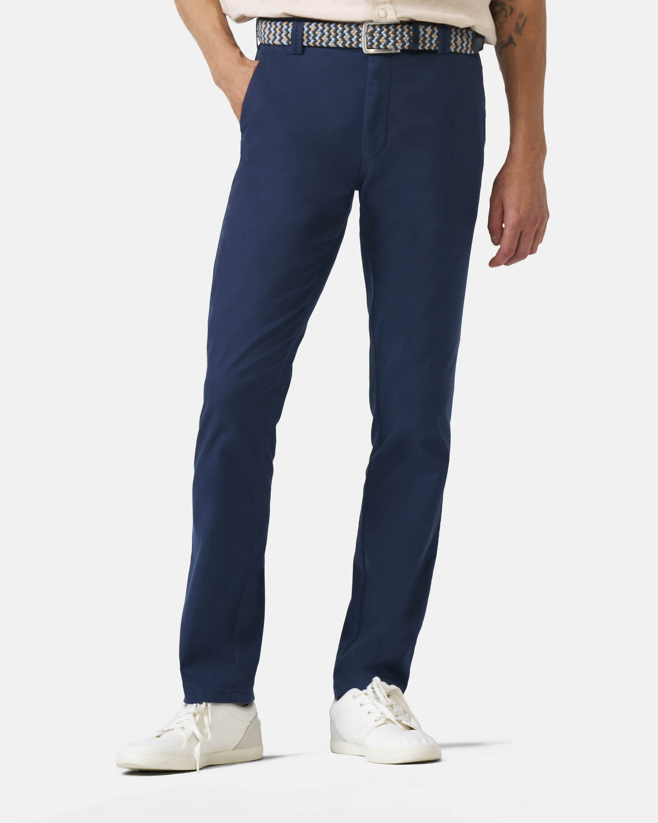 Pantalone Bonn blu indaco in cotone stretch micro armatura a gamba dritta drop 4