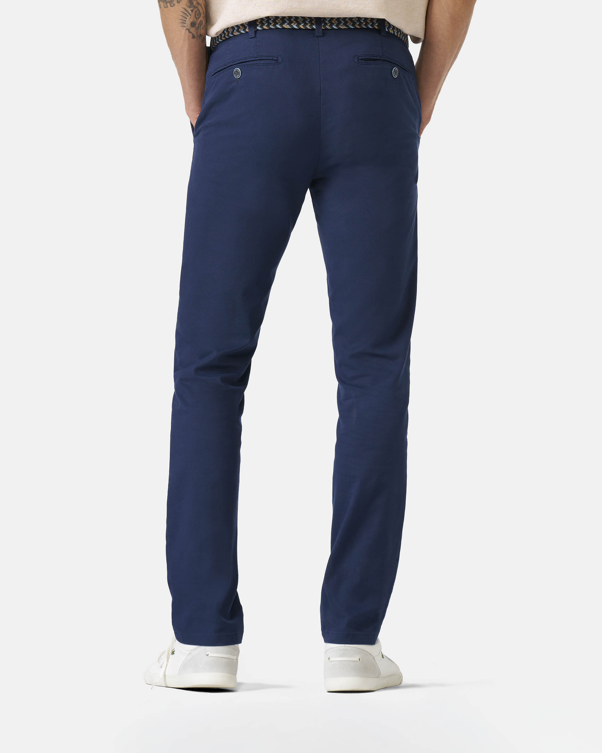 Pantalone Bonn blu indaco in cotone stretch micro armatura a gamba dritta drop 4 image
