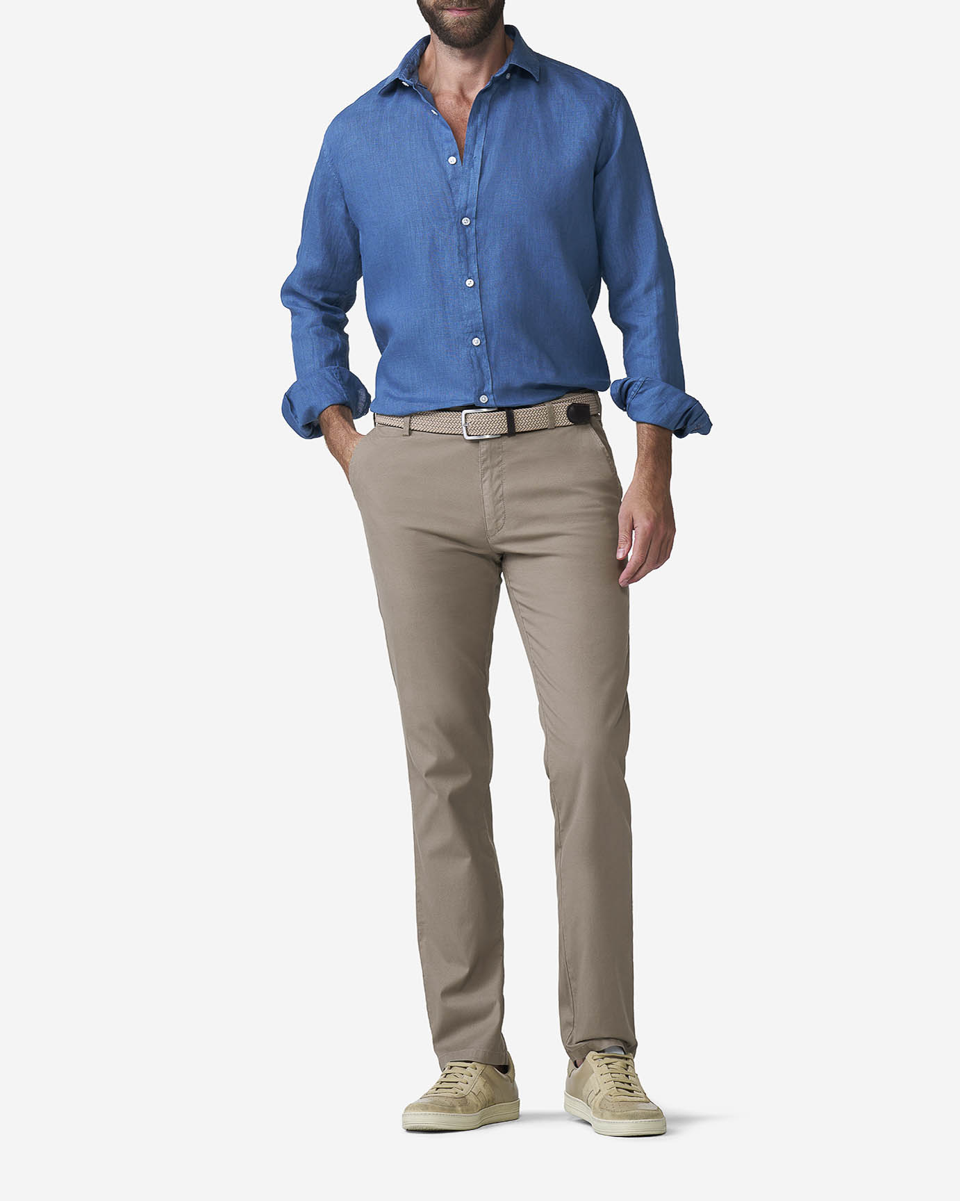 Pantalone Meyer chino Oslo fango in cotone e lyocell stretch micro armatura drop 6