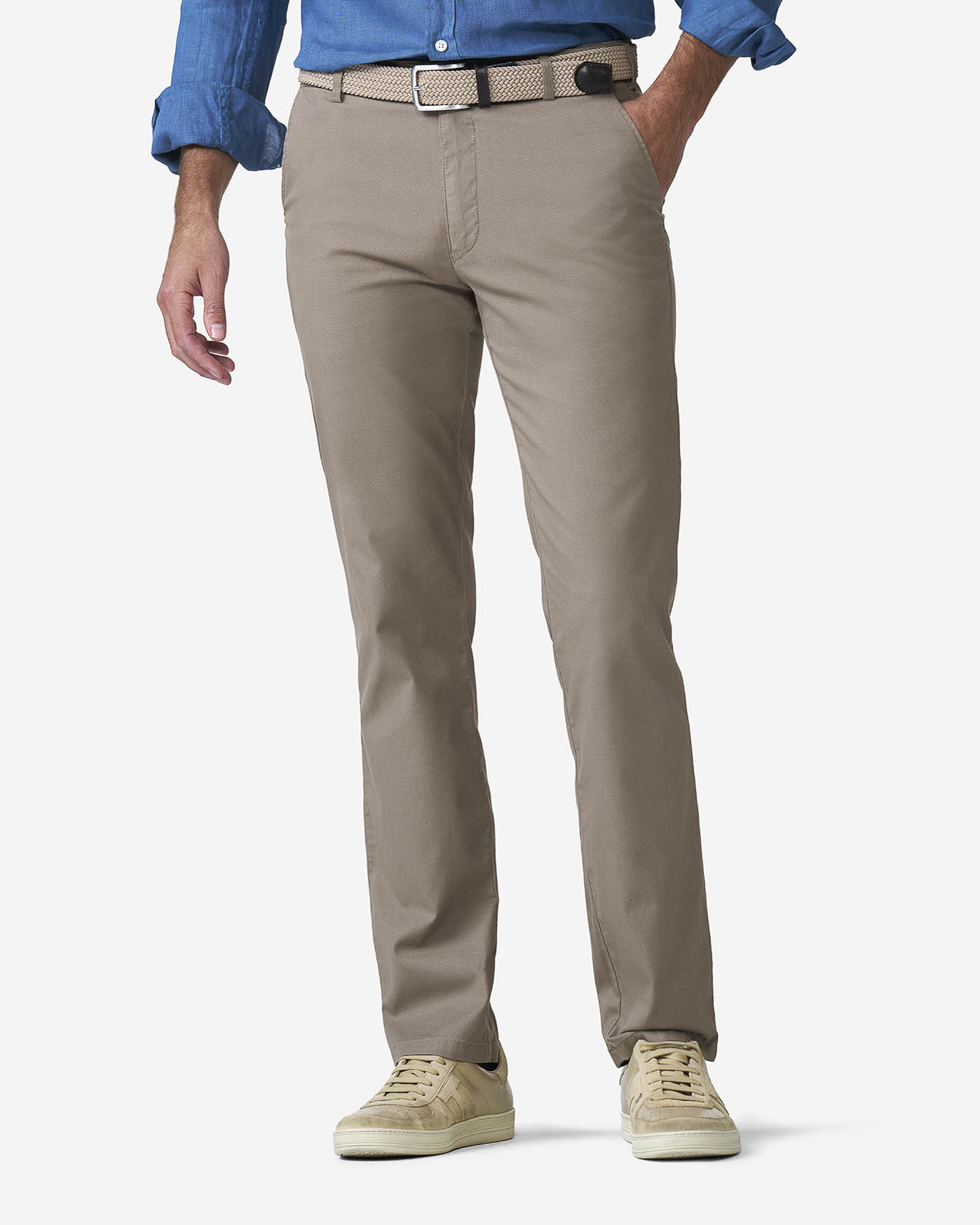 Pantalone Meyer chino Oslo fango in cotone e lyocell stretch micro armatura drop 6 image