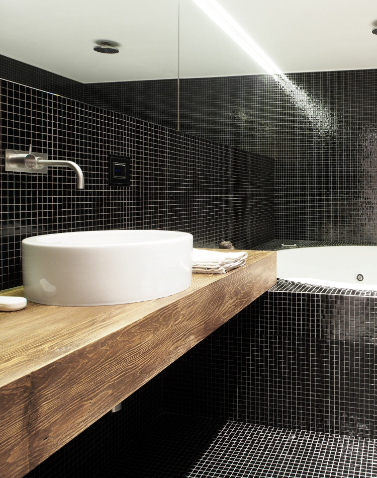 piano lavabo in legno rovere antico