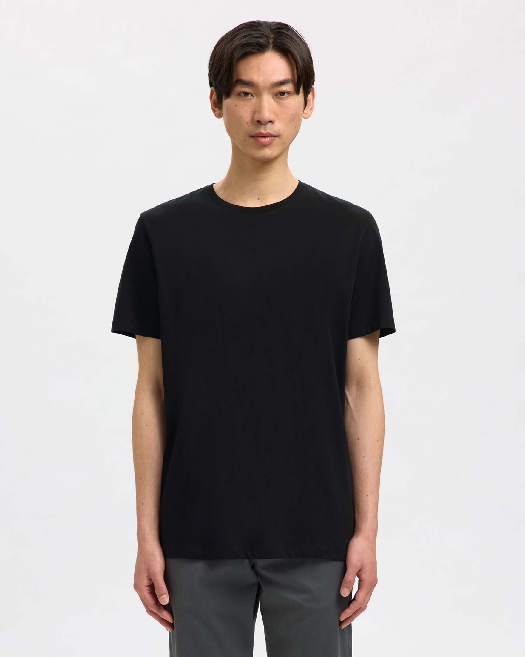 T-shirt nera Selected mezza manica in puro cotone