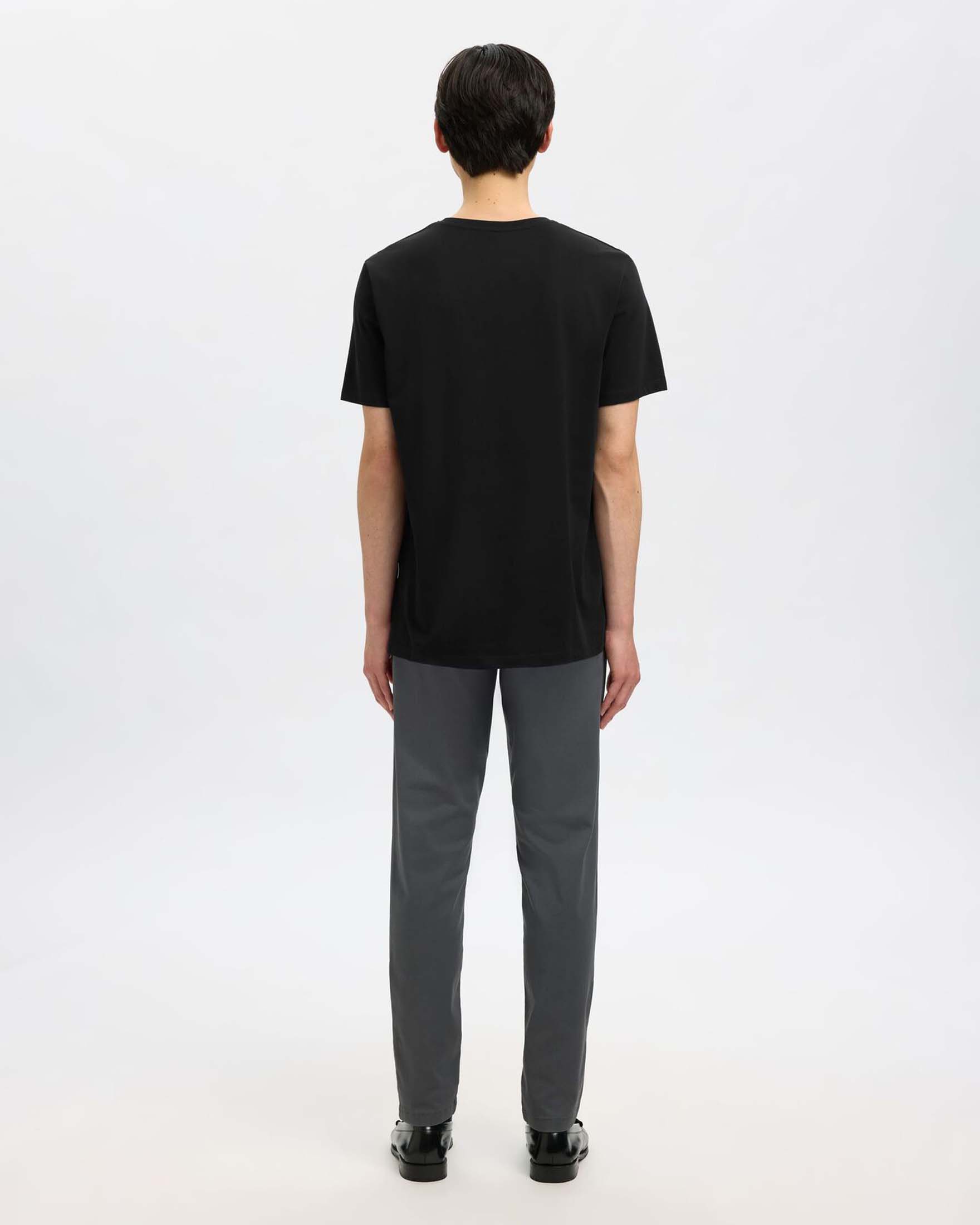 T-shirt nera Selected Homme mezza manica in puro cotone image