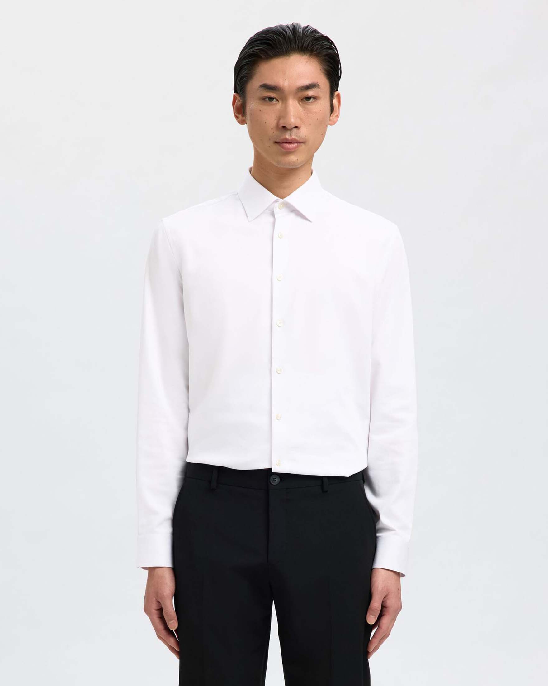 Camicia bianca Selected in twill di cotone stretch