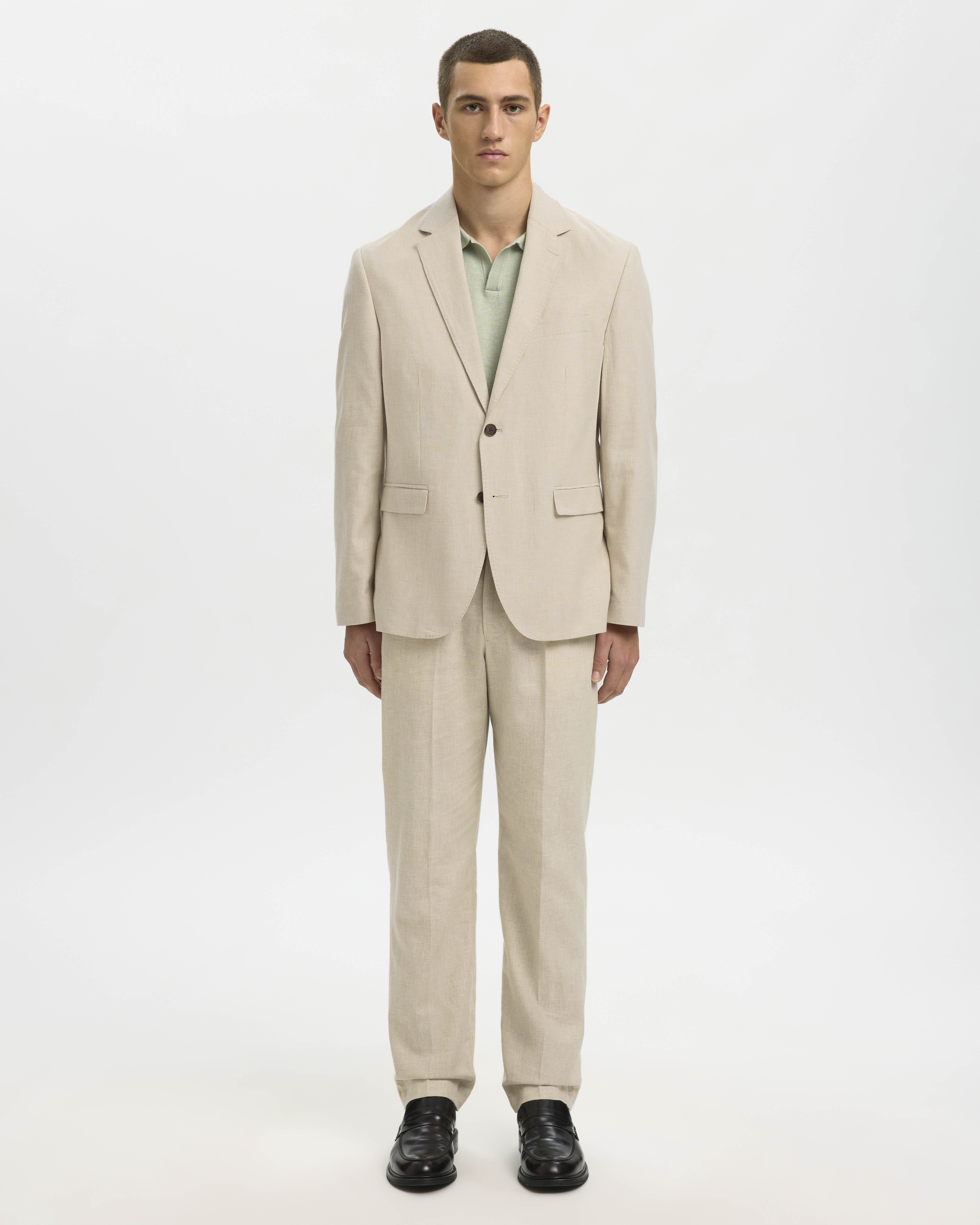 Pantalaccio Selected Homme beige in misto lino e cotone