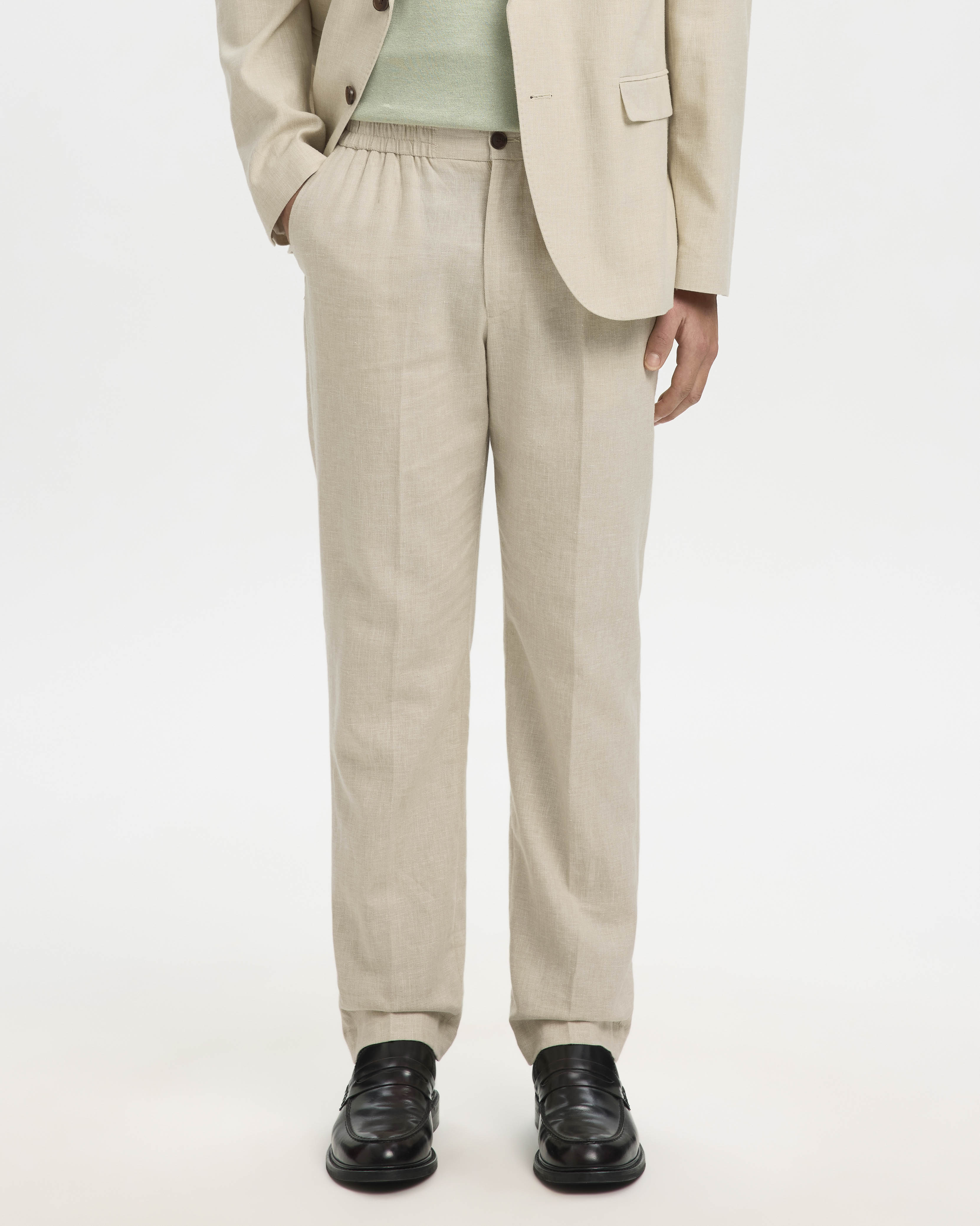 Pantalaccio Selected Homme beige in misto lino e cotone image