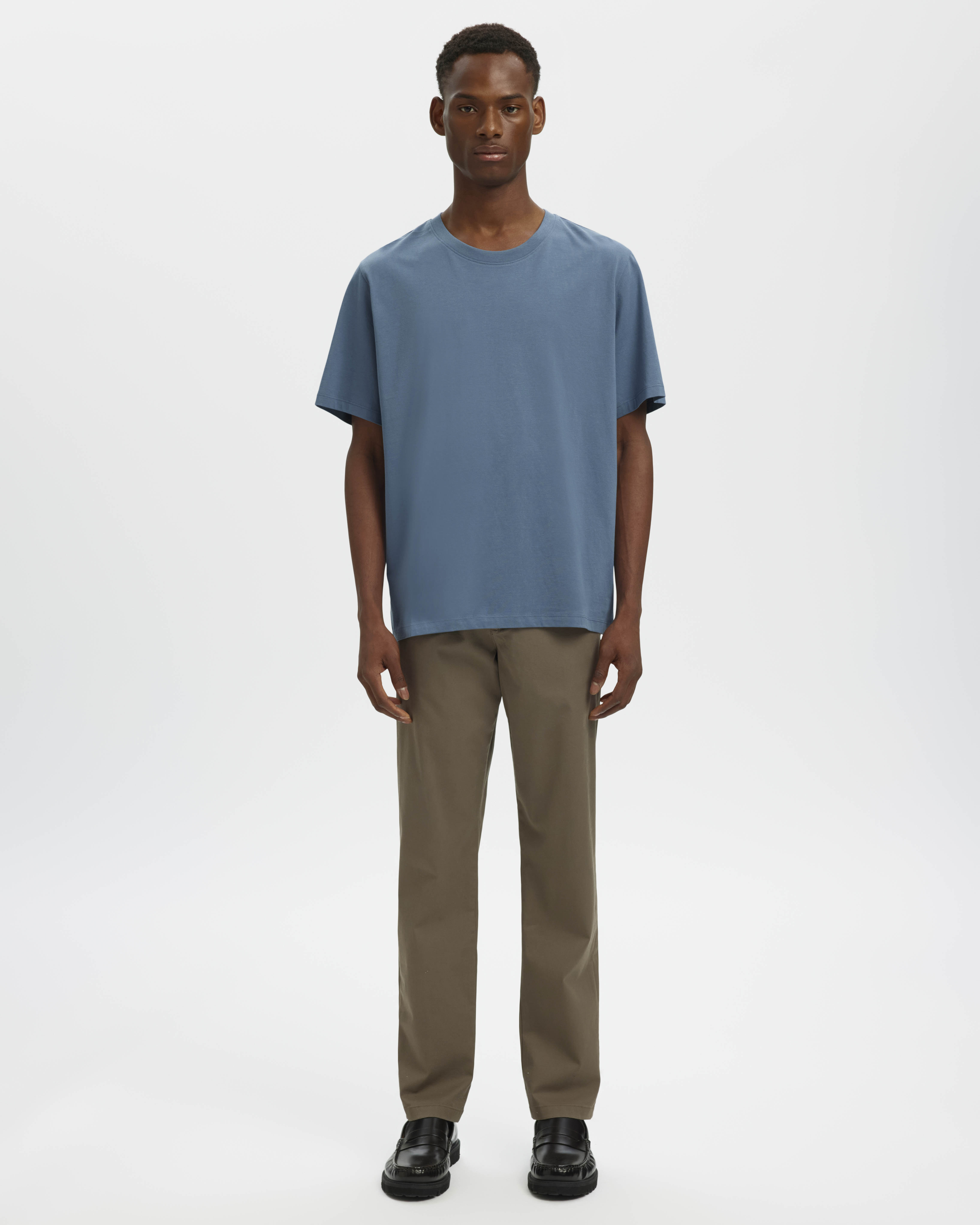 T-shirt avio Selected Homme mezza manica in puro cotone image