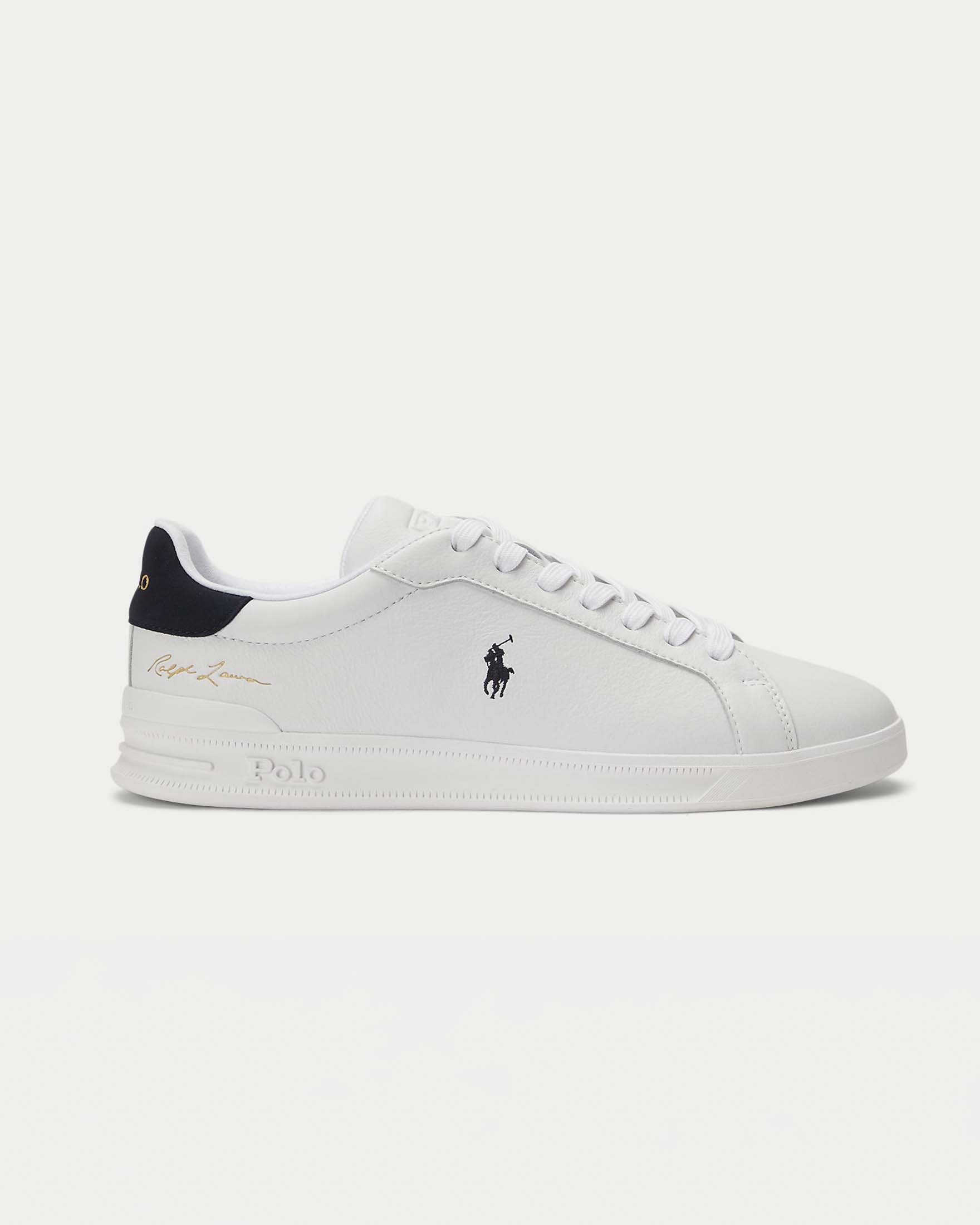 Sneaker Heritage Court II Polo Ralph Lauren bianca in pelle con logo pony blu