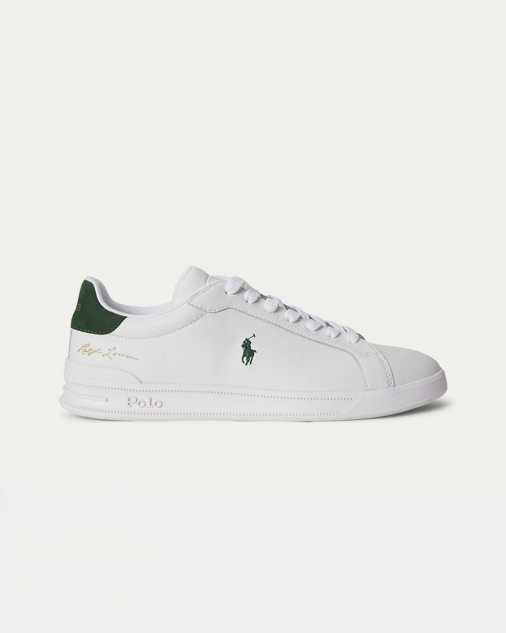 Sneaker Heritage Court II Polo Ralph Lauren bianca in pelle con logo pony verde