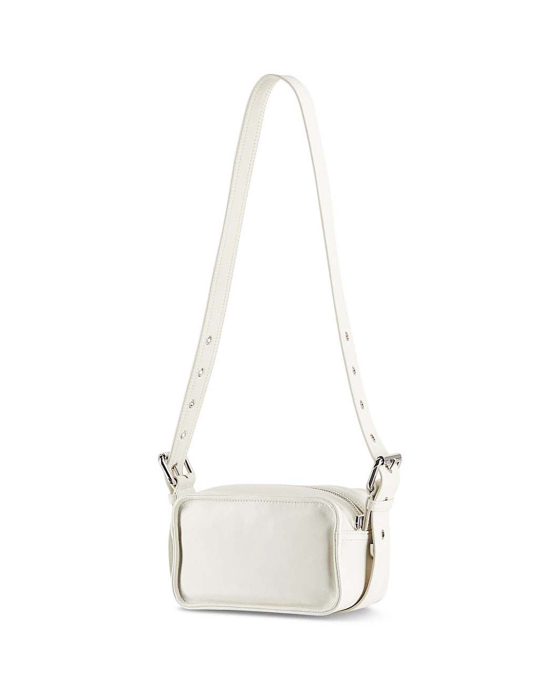 Borsa mini crossbody bianca Patrizia Pepe (IM)PERFECTION in pelle con logo a rilievo e tracolla regolabile image