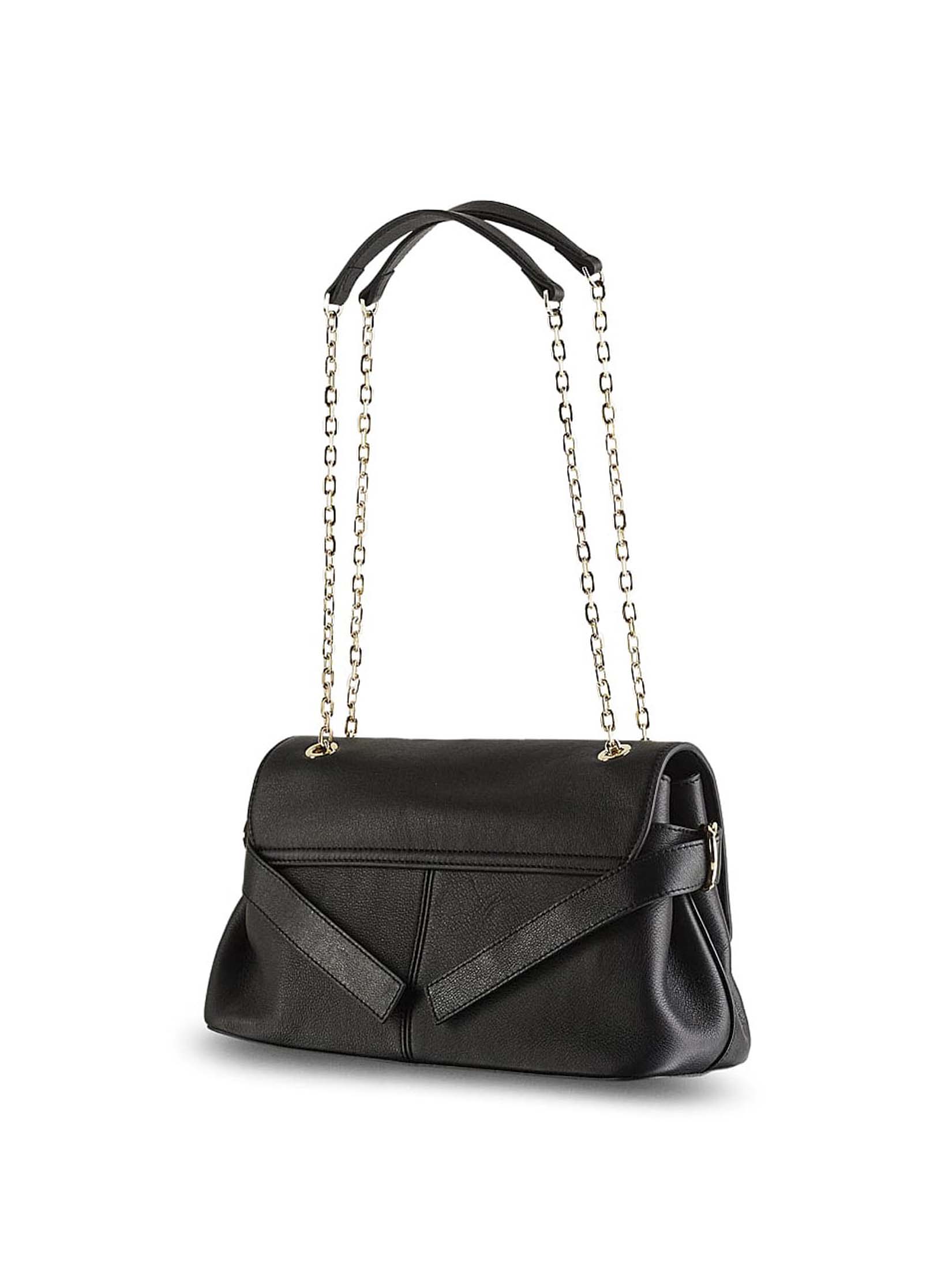 Borsa Crossbody Business Suede Patrizia Pepe nera in pelle con fibbia logo Fly metallico image