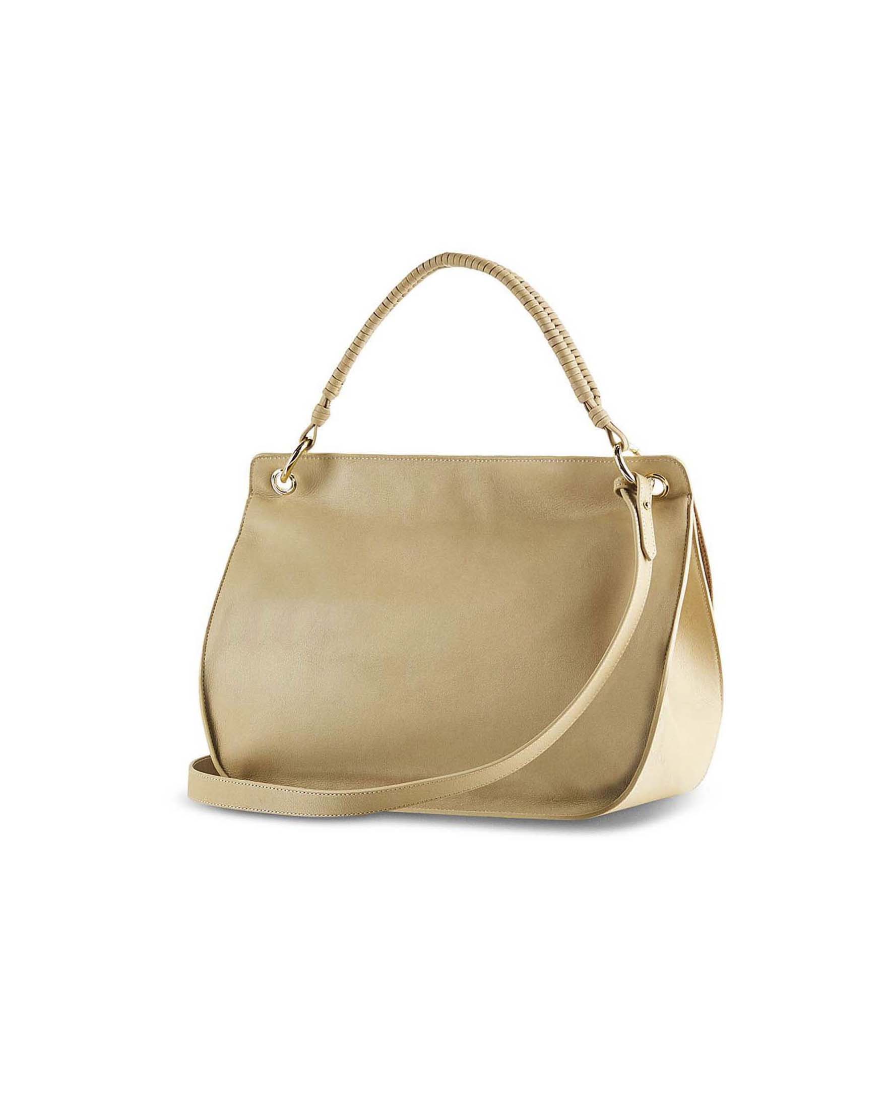 Borsa a spalla Soft Essential Fly Round Shape Patrizia Pepe color sabbia in pelle con fibbia logo Fly image