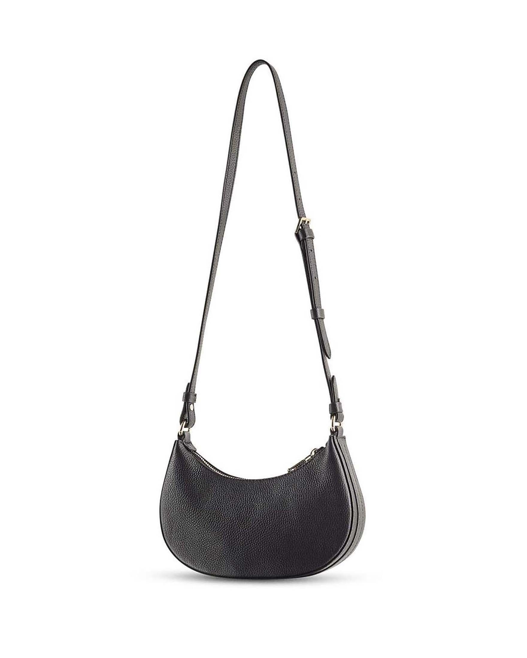 Borsa Hobo Daily Patrizia Pepe nera in pelle martellata con catena e logo dorato image