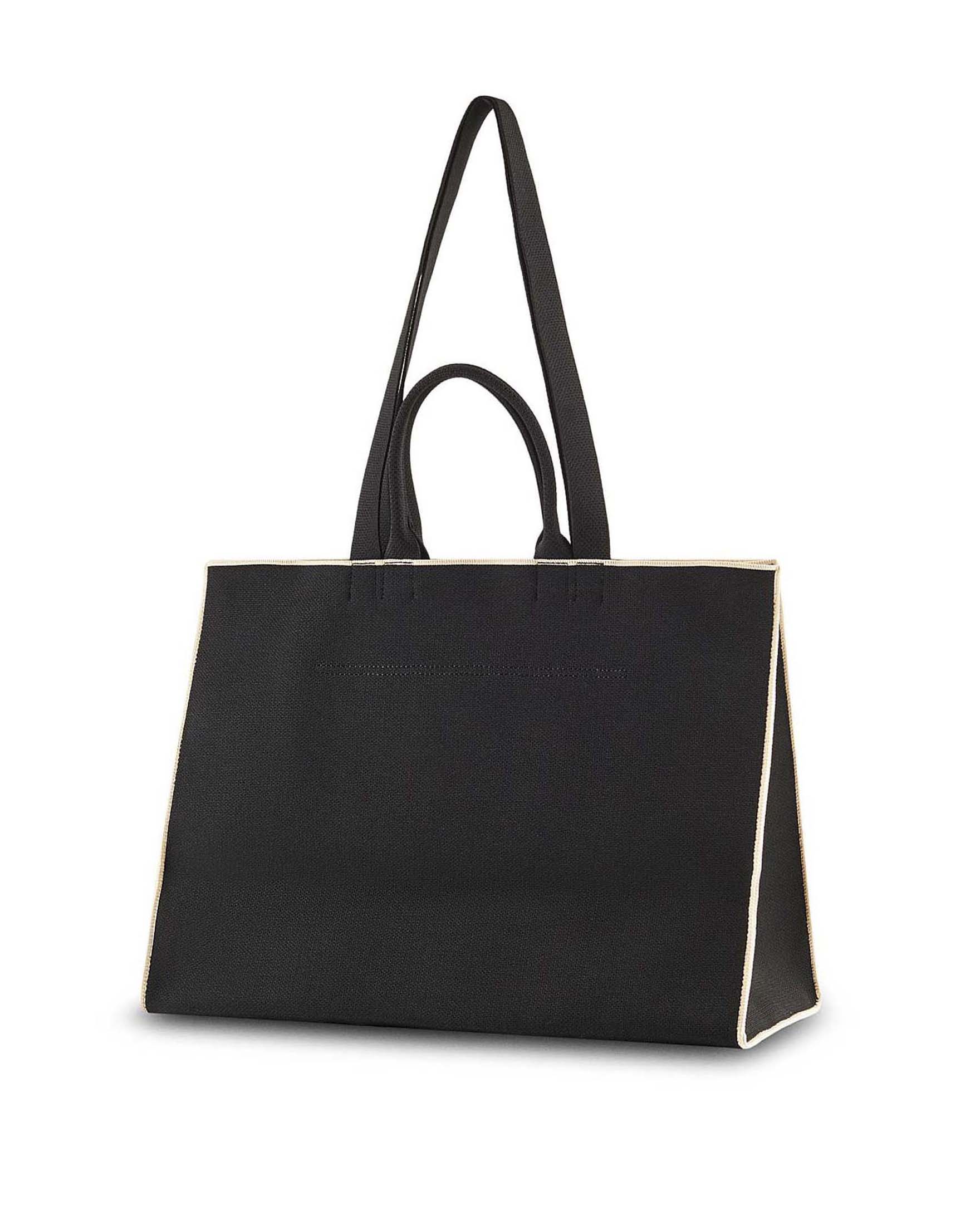 Tote bag In the City Patrizia Pepe in tessuto jacquard nera con lettering logo ricamato a contrasto image