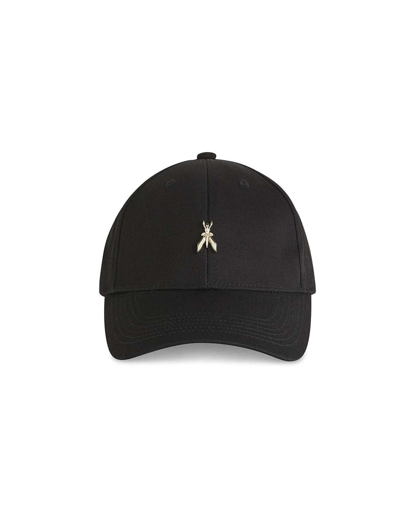 Cappellino nero in cotone con logo Fly argentato sul frontino