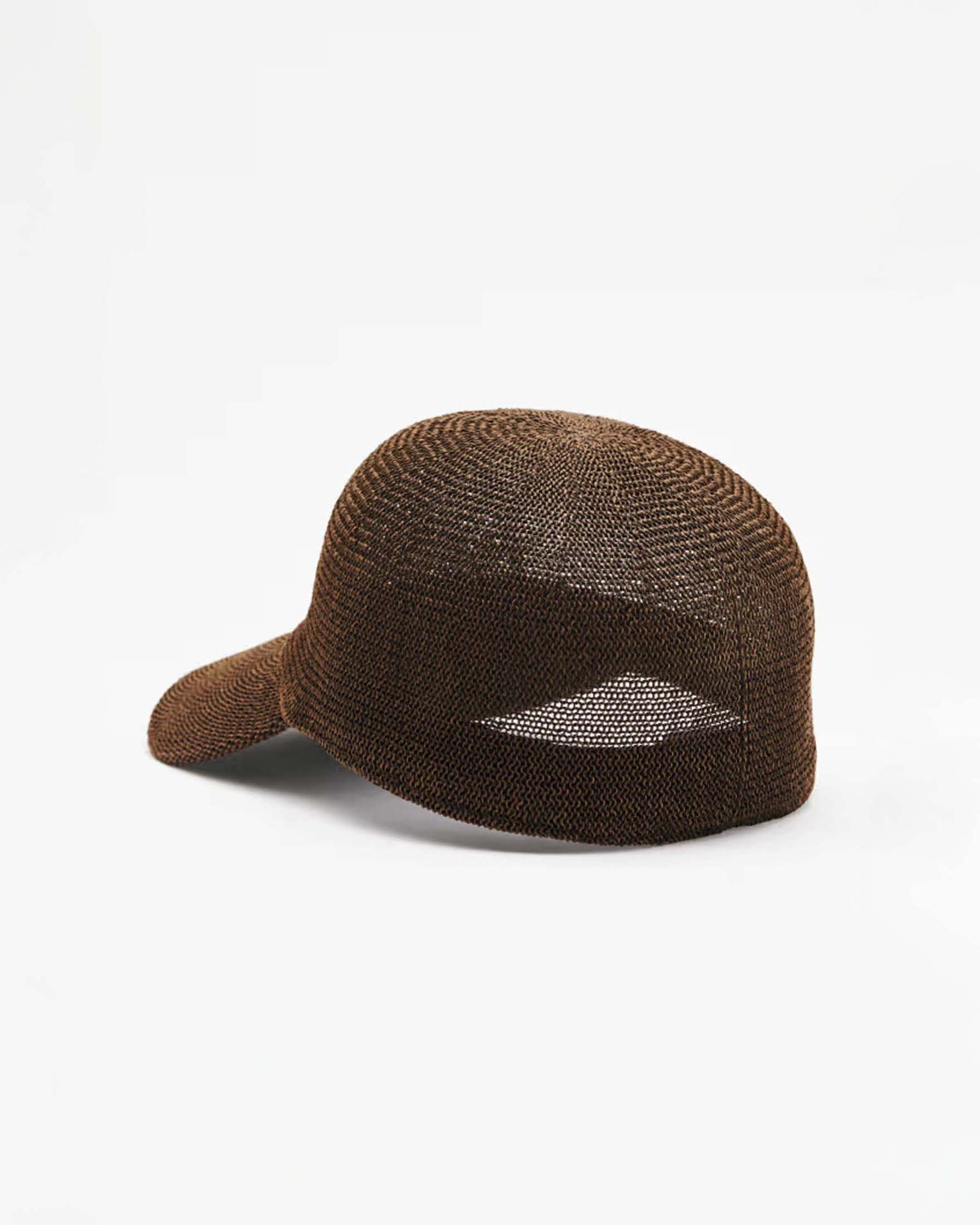 Cappellino marrone Patrizia Pepe in carta tessile con logo ricamato a contrasto