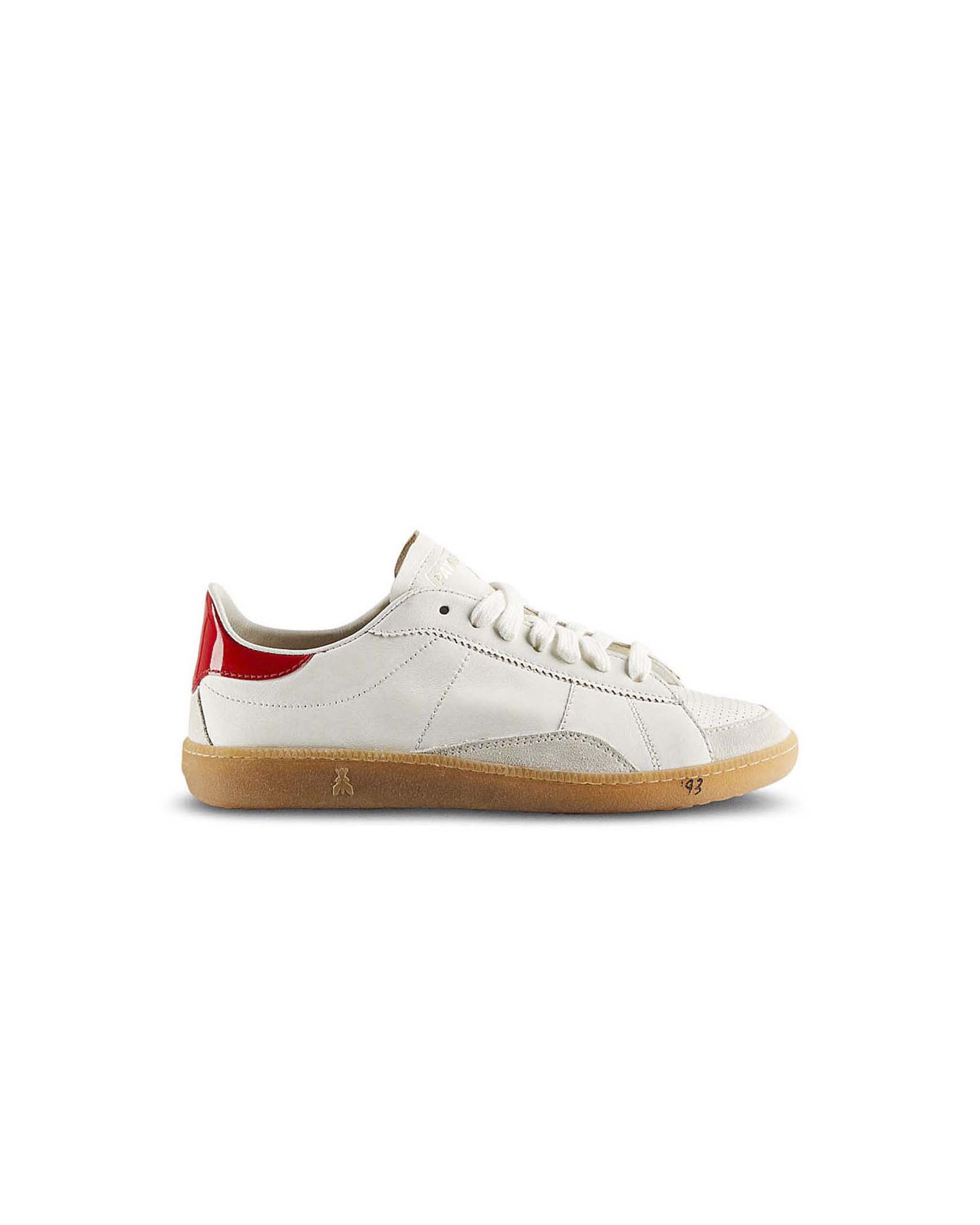 Sneakers SKIN bianche Patrizia Pepe in nappa con dettagli glossy rossi e suede
