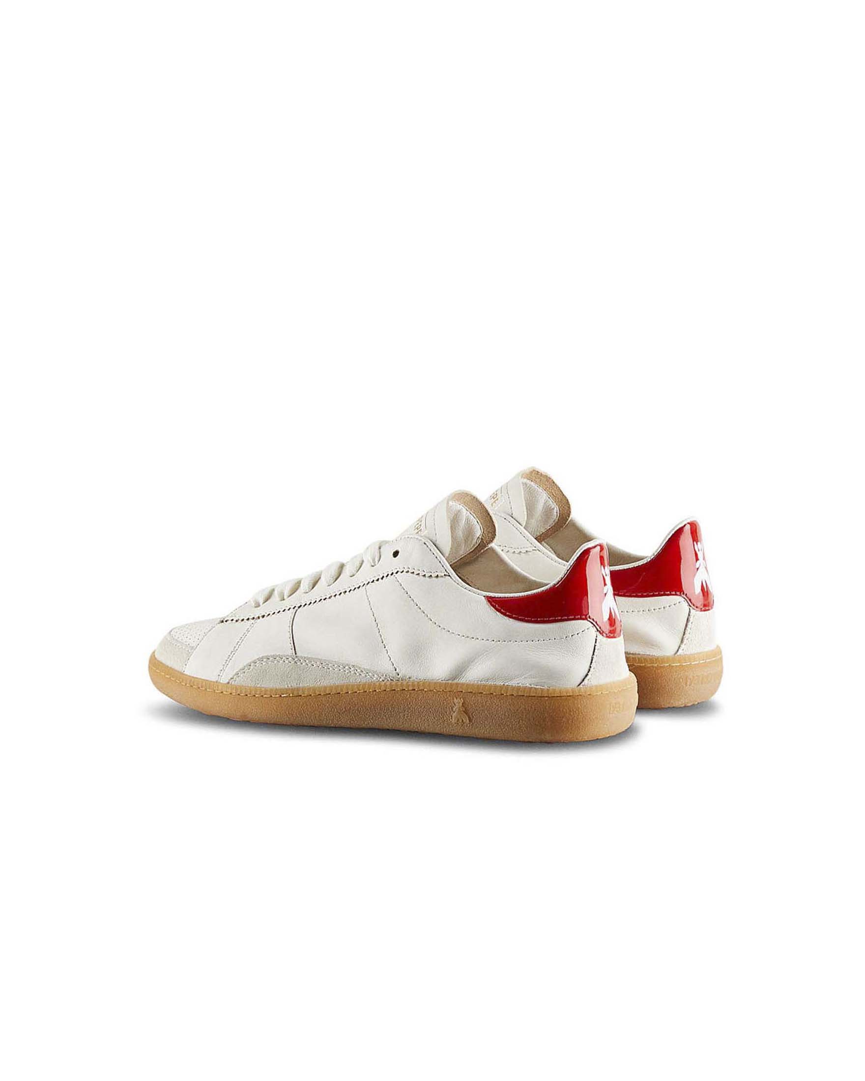 Sneakers SKIN bianche Patrizia Pepe in nappa con dettagli glossy rossi e suede