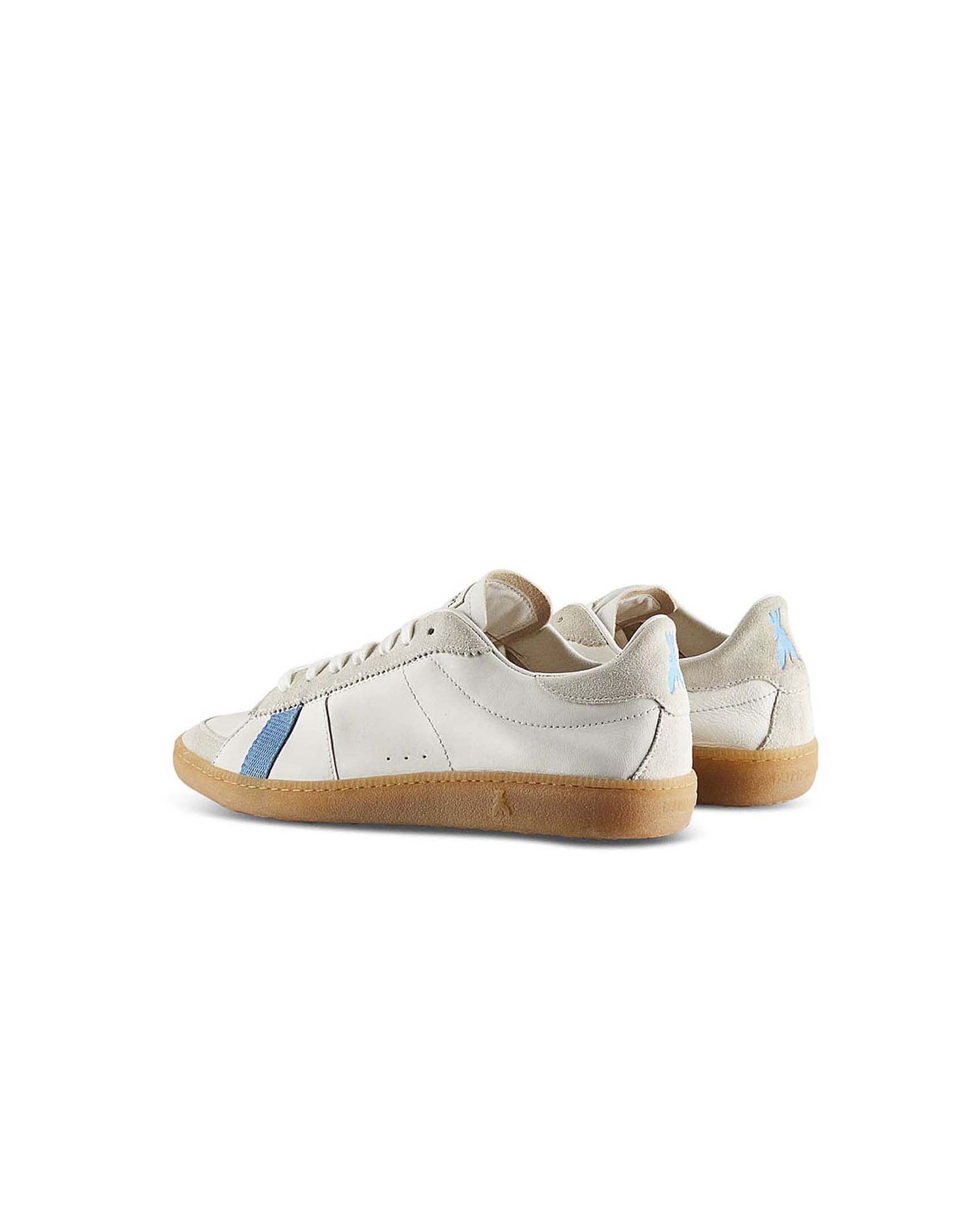 Sneakers SKIN bianche Patrizia Pepe in nappa con dettagli suede e gros grain azzurro